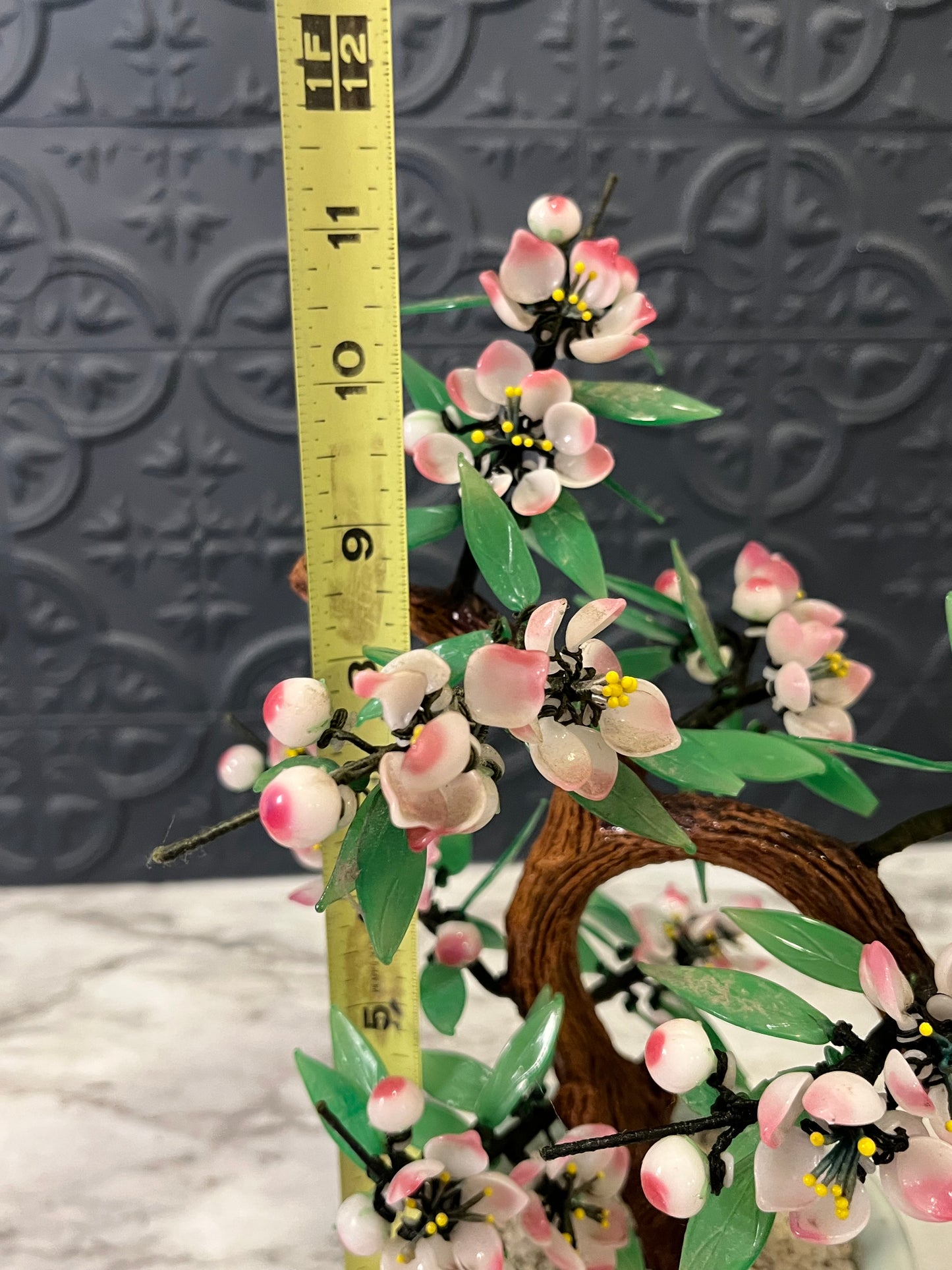 Jade Glass Bonsai Cherry Blossom Tree