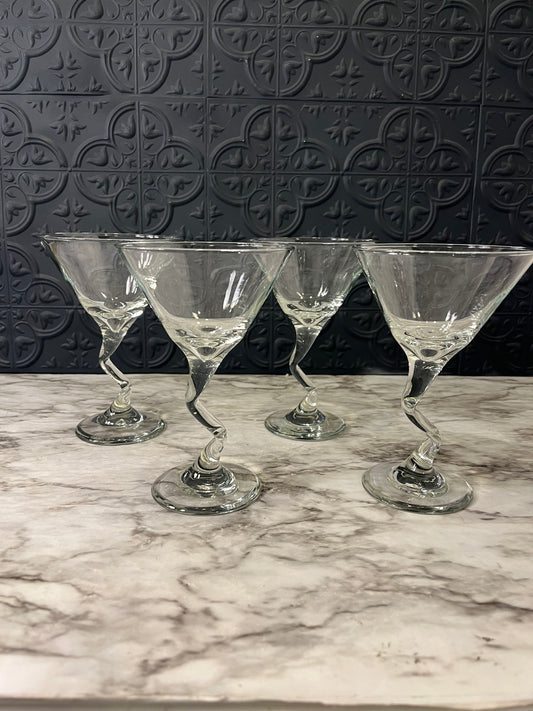 Z Stem Martini Glasses x 4 with chip