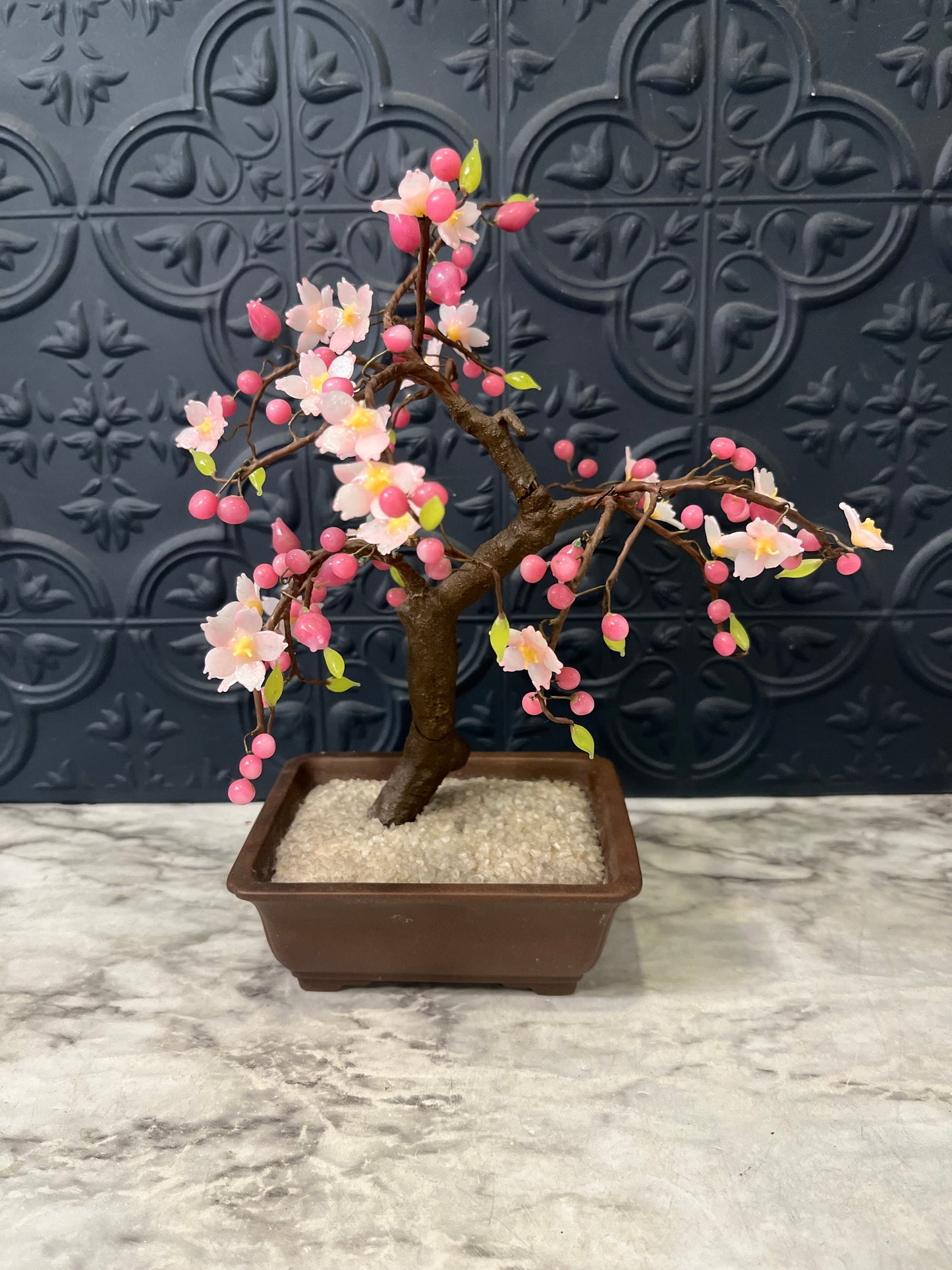 Vintage Chinese Cherry Blossom Bonsai Tree Figure