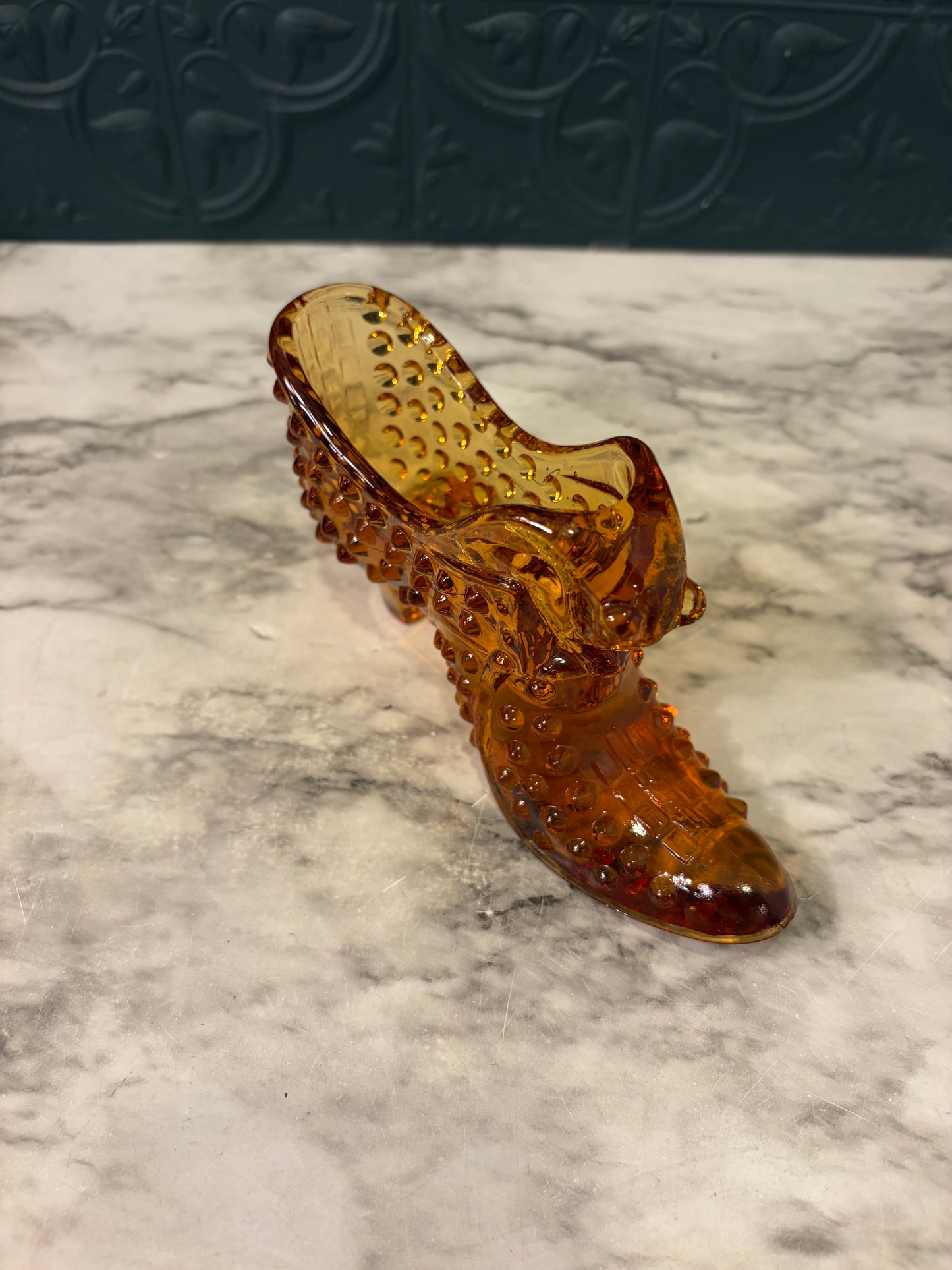 Fenton Amberina Hobnail Slipper shoe