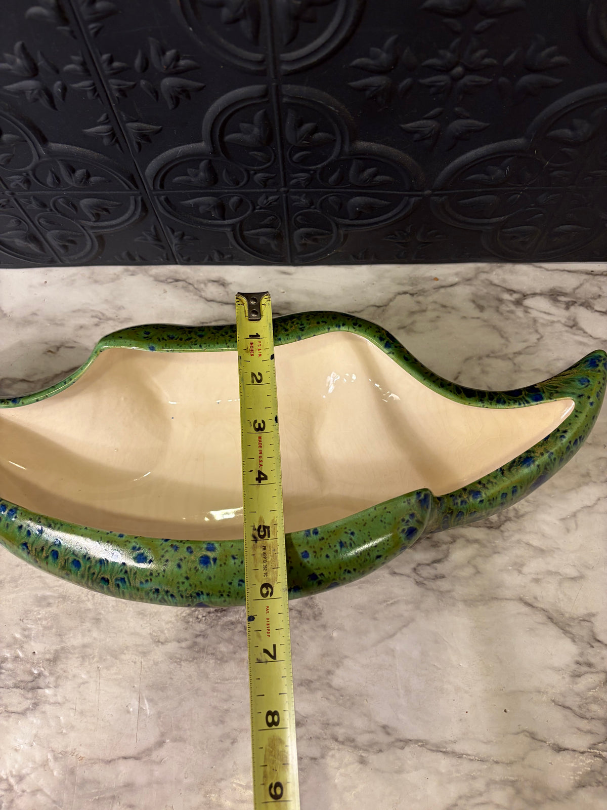 Large Mid Century Style Planter Green and Blue