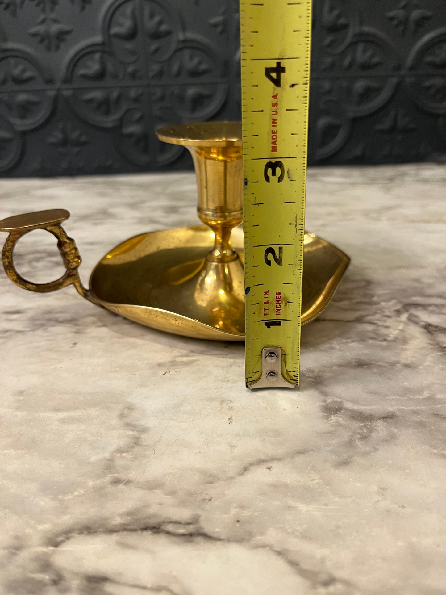 Brass Chamberstick Candle Holder Wavy Base