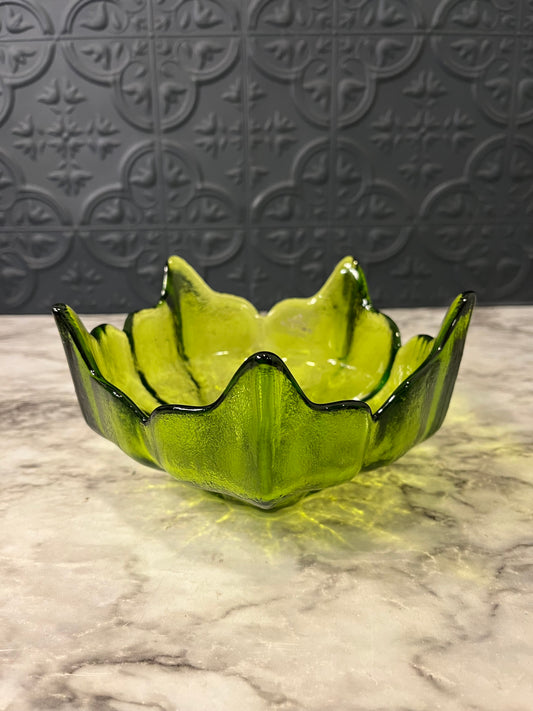 Viking Green glass Lotus bowl