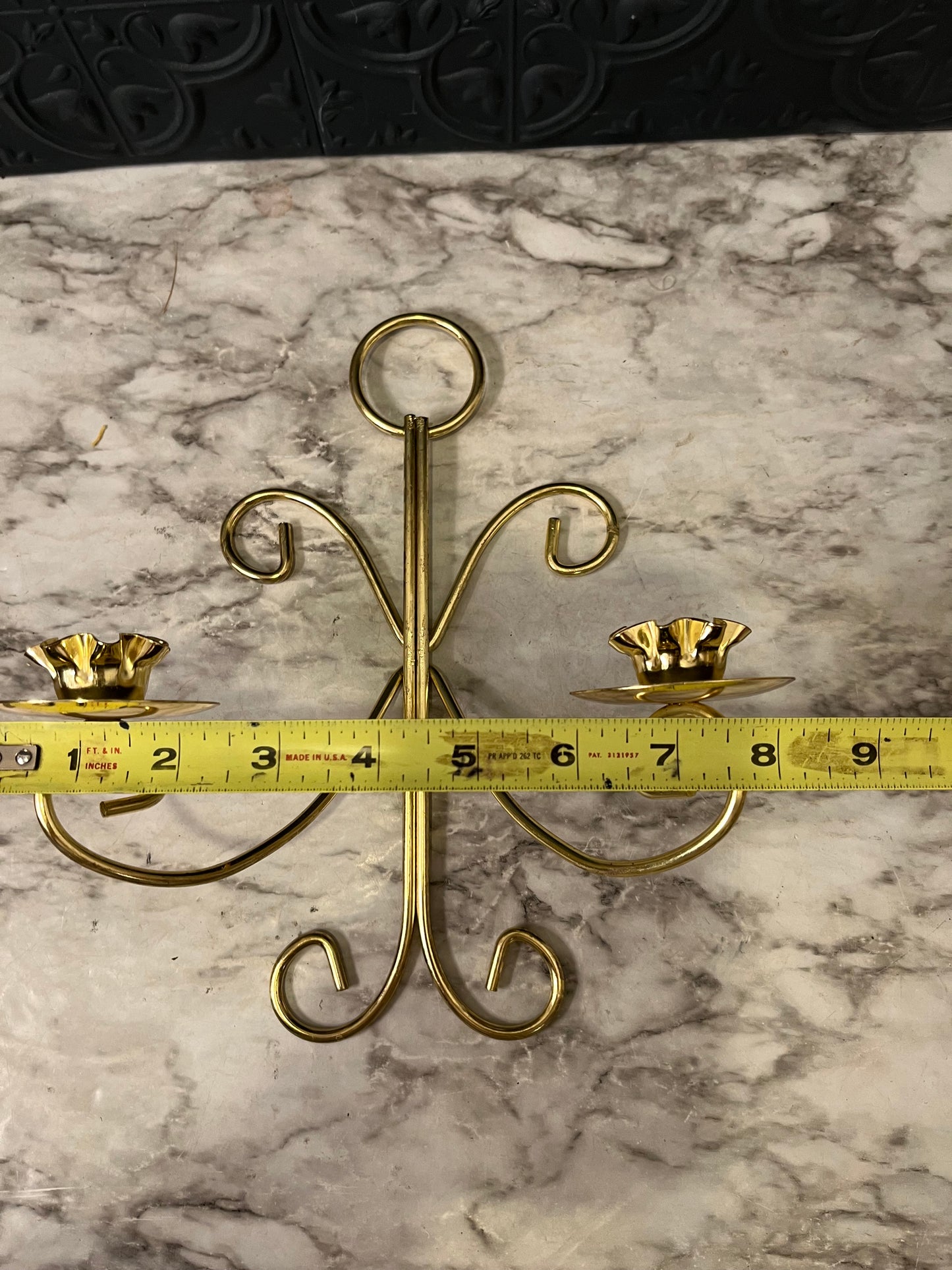 Brass dual Candle Sconce with Scroll Design