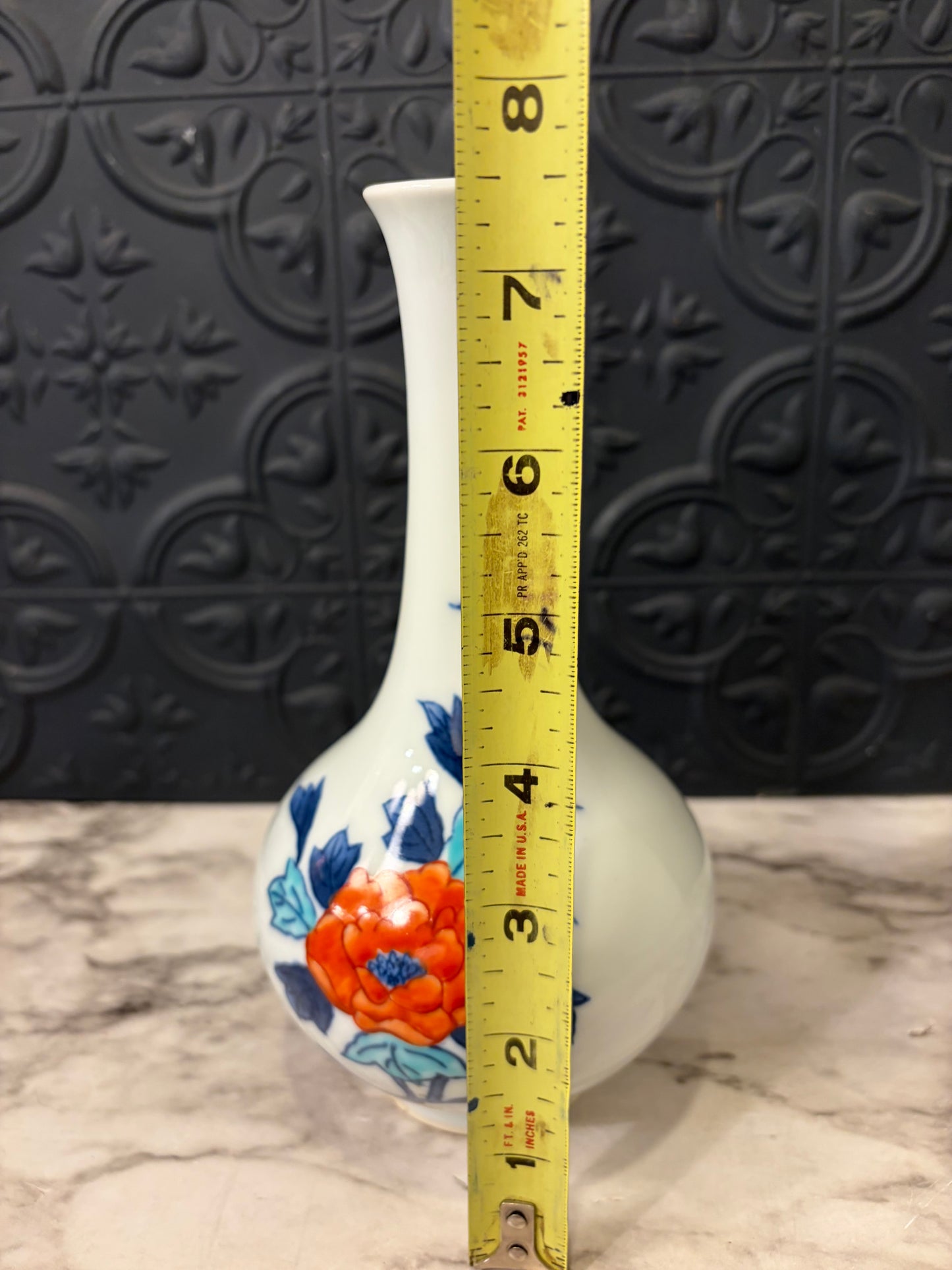 Japanese Painted Vase Orange Poppy