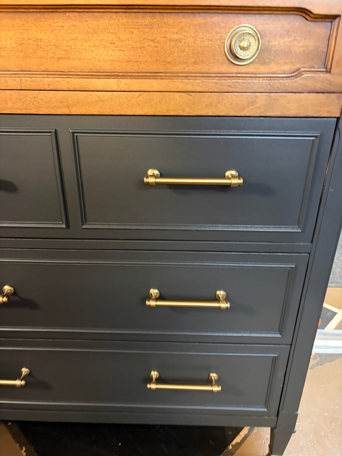 Tall Boy by Drexel Partially Painted Soft Black