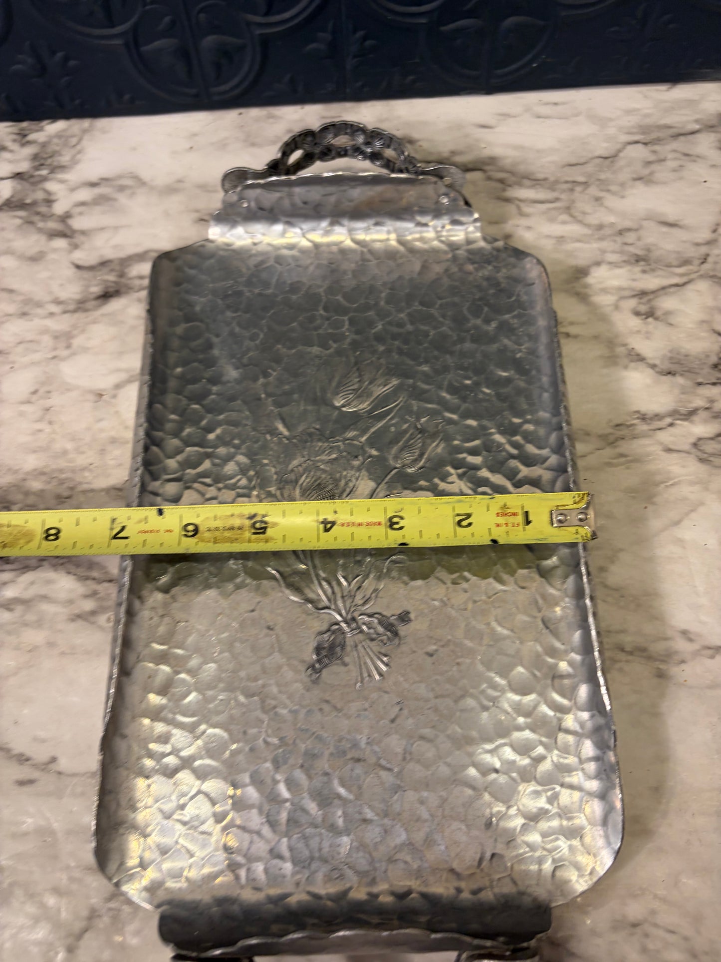 Hand Wrought Creations by Rodney Kent Hammered Aluminum Tray Pattern 420