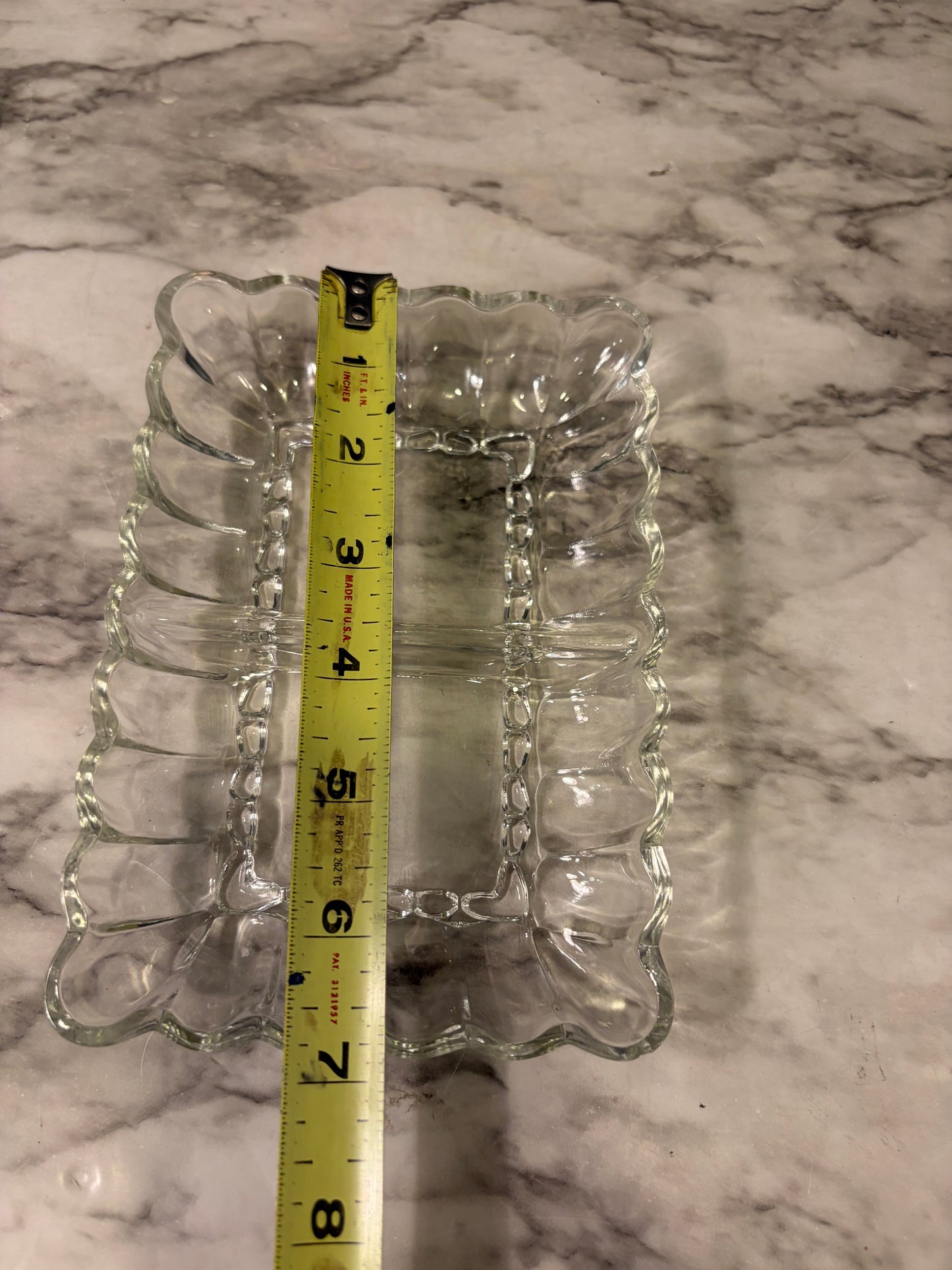 Small Glass Split Plate with Scallopped edge