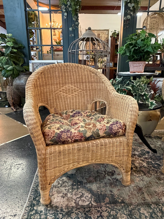 Wicker Chair with Floral Cushion- Each