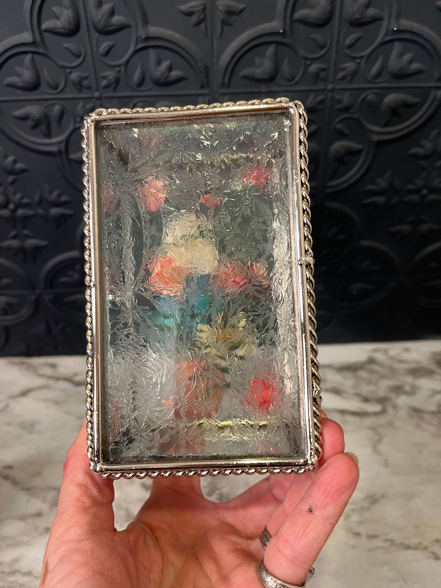 Pressed Flower Trinket Box with Etching and Rope Detail