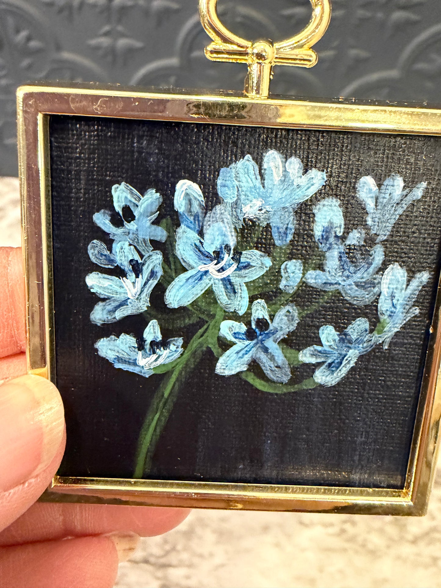 Handpainted Blue Flower Magnet by Jessie