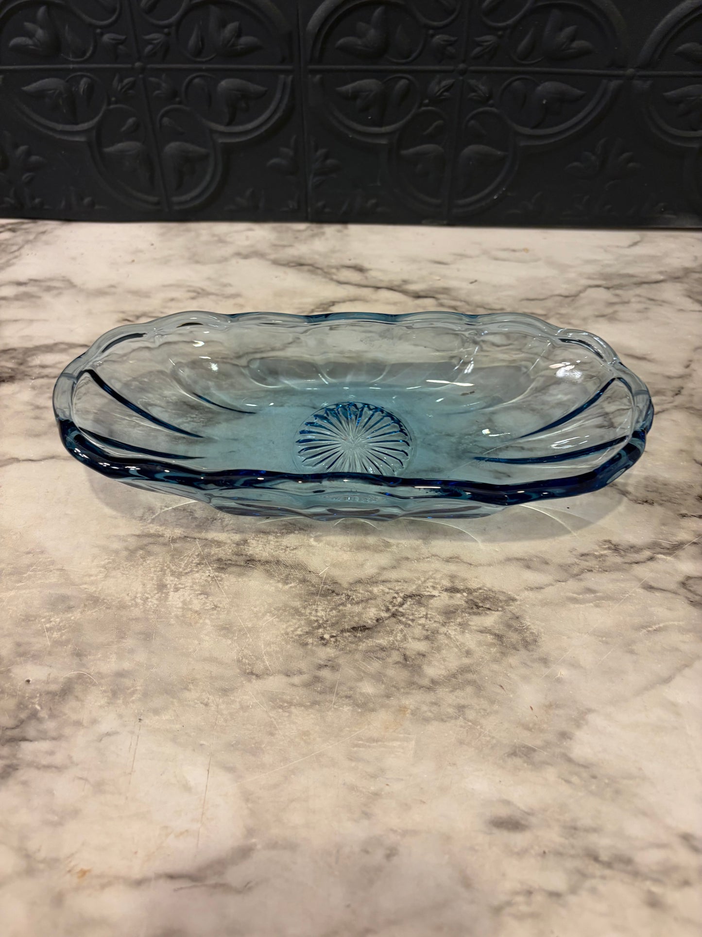 Blue imperial Glass Oval Dish