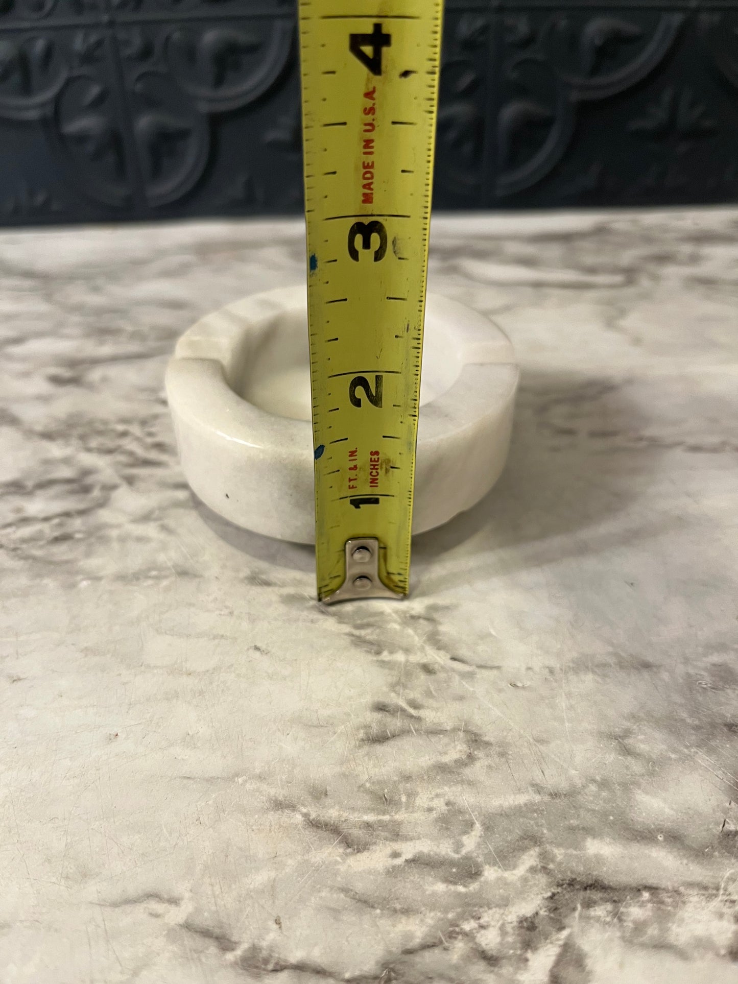 Round Marble Ashtray White