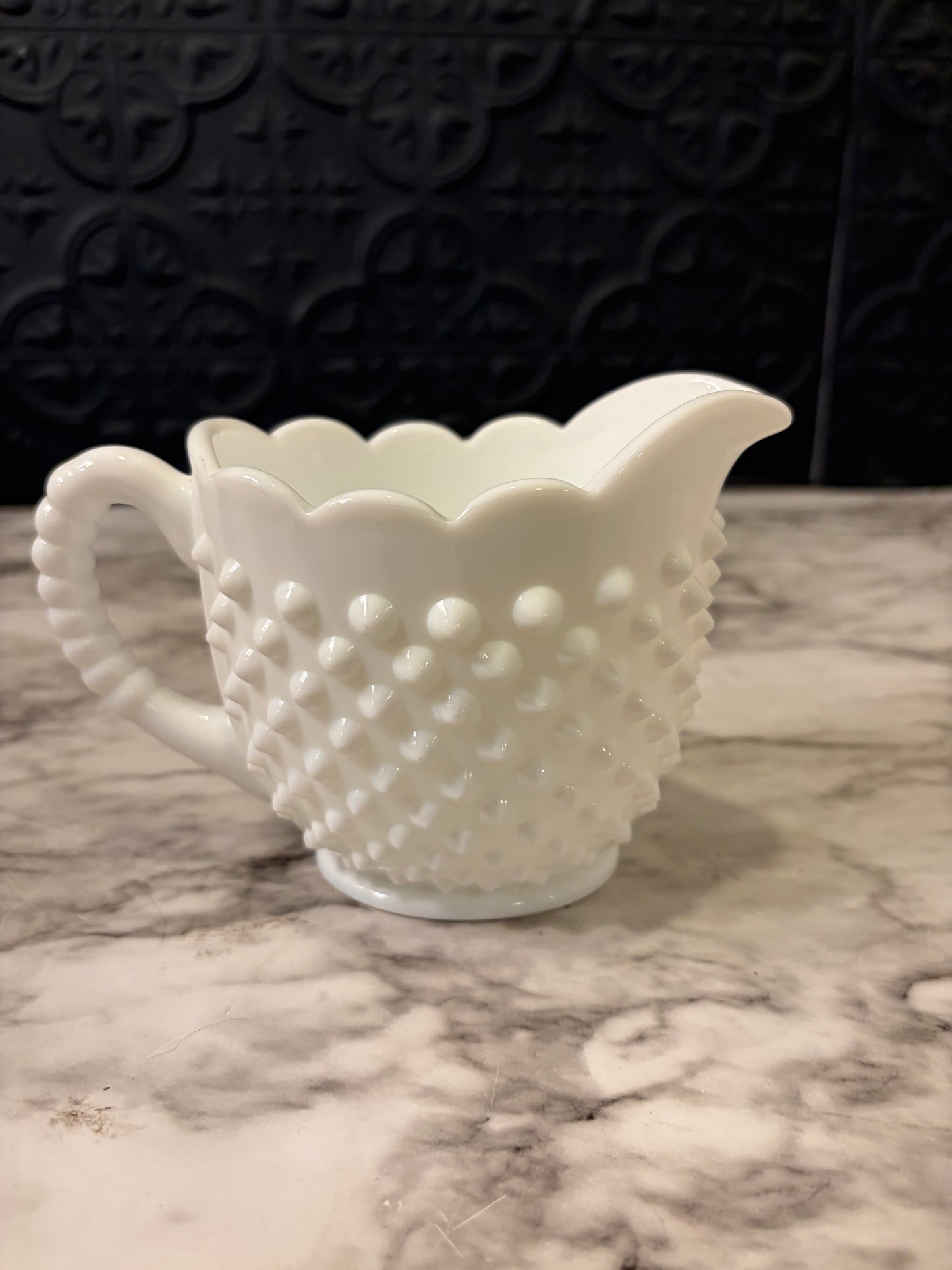 Milk Glass Hobnail Creamer Pitcher