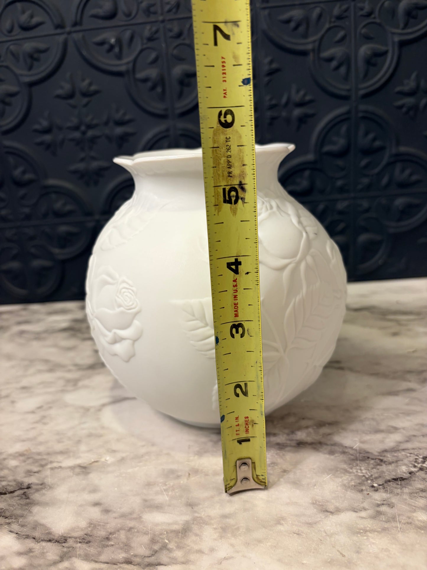 Kaiser Bisque Porcelain Rose Relief Vase