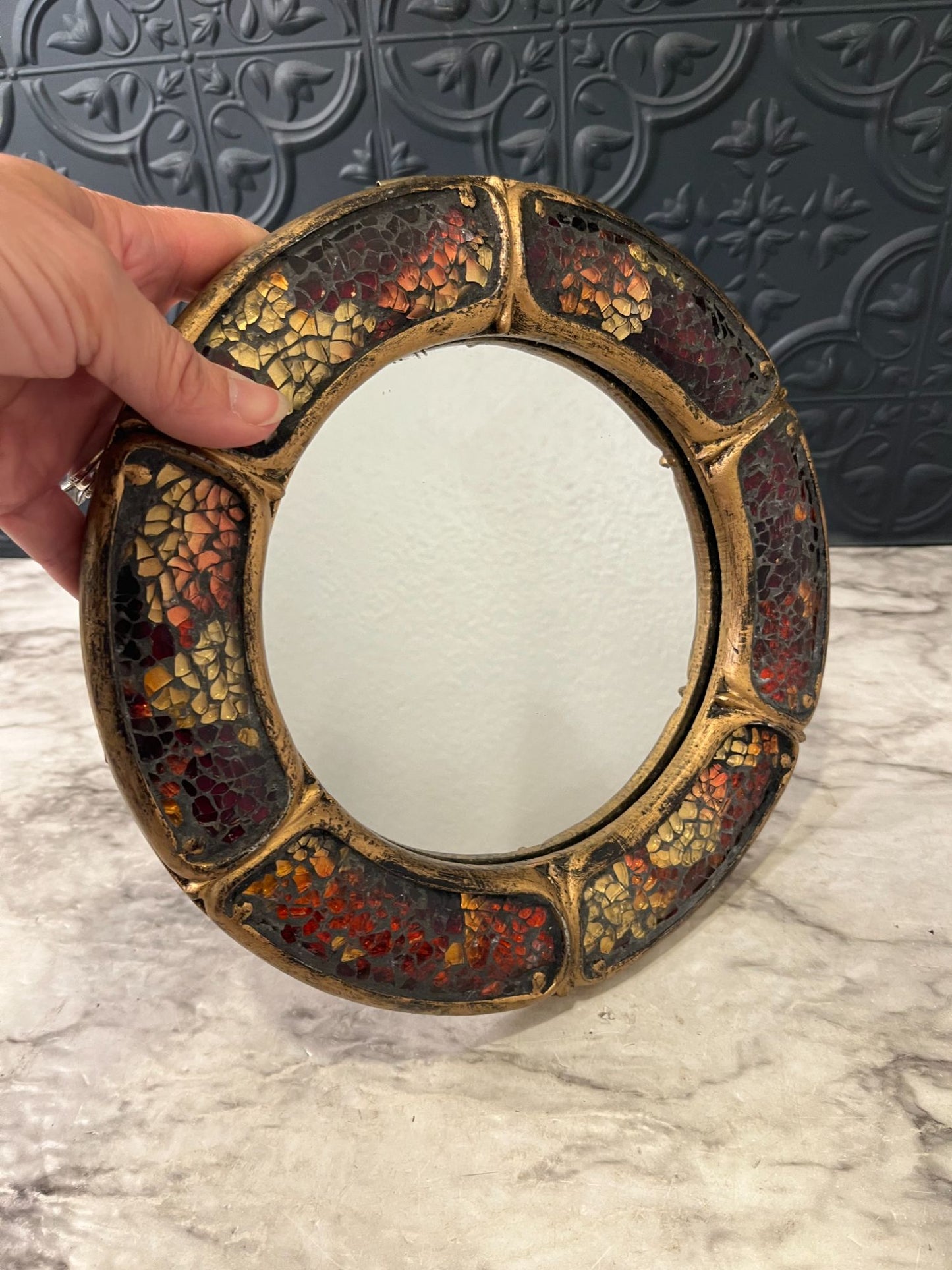 Round Glass Mosaic Mirror