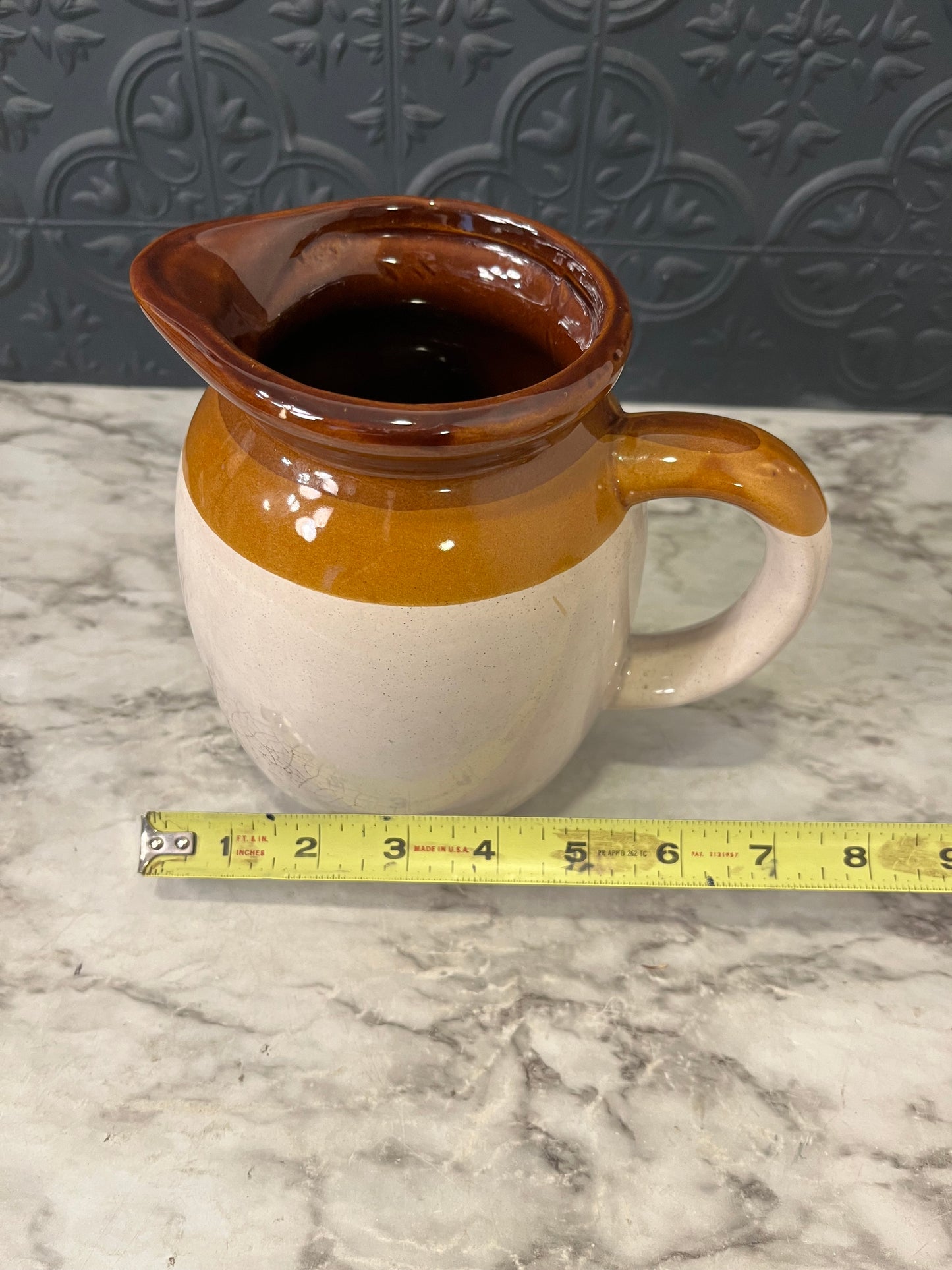 White Stone Pitcher with Brown Rim Taiwan