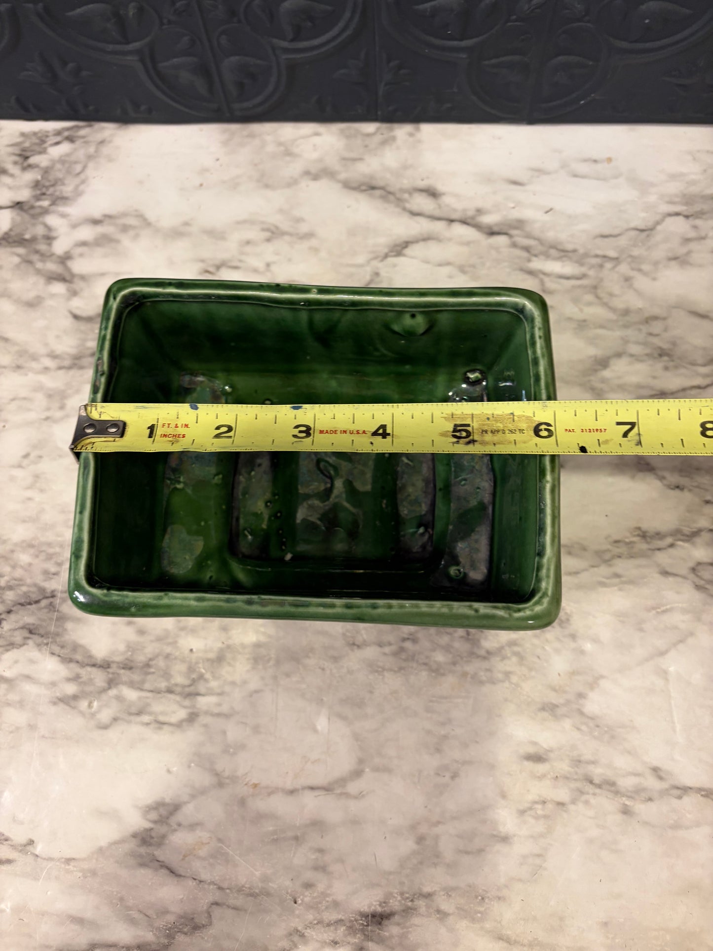 Vintage Green Basketweave Planter