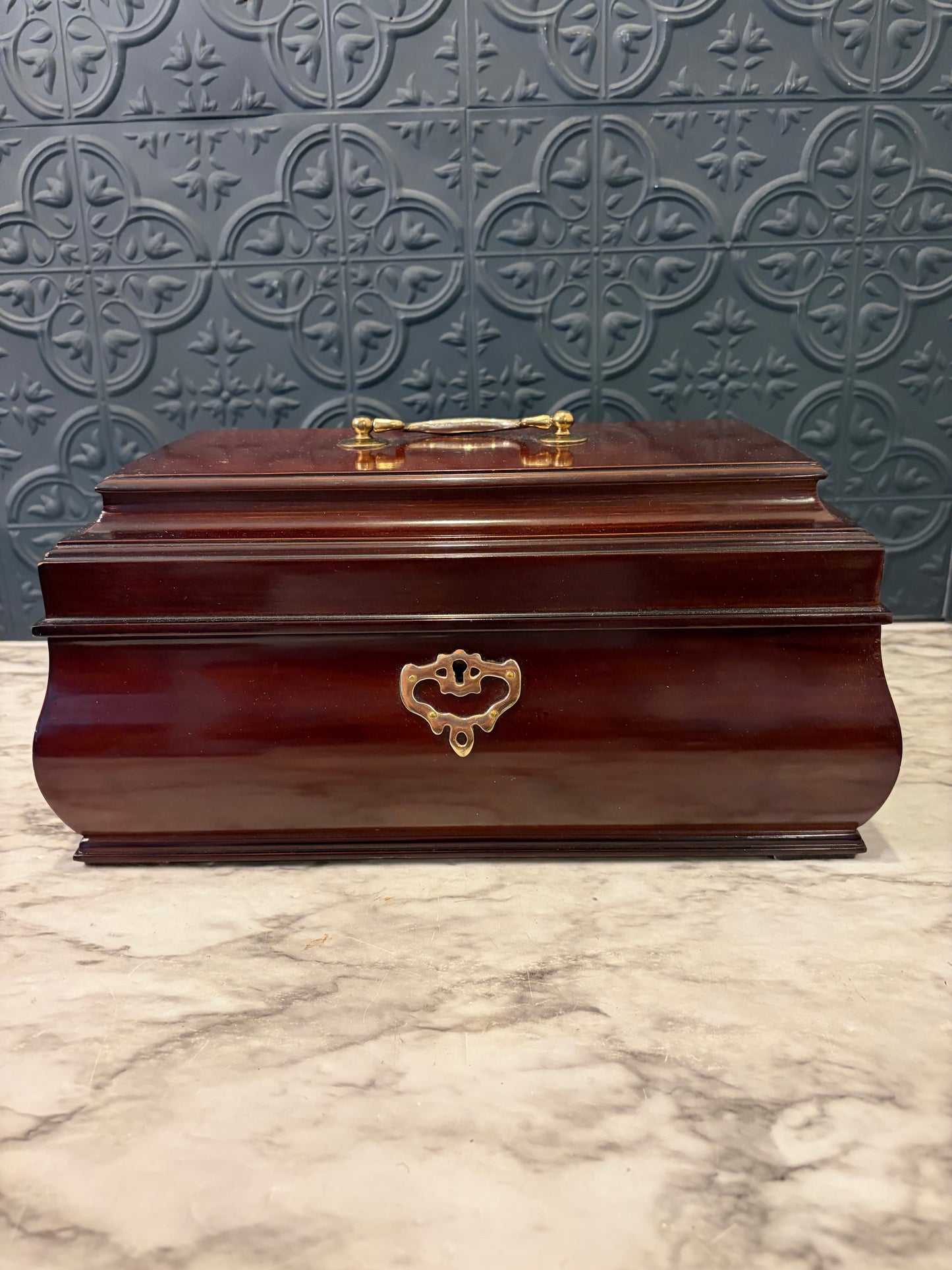Cherry Wood Jewelry Box with Red Felt