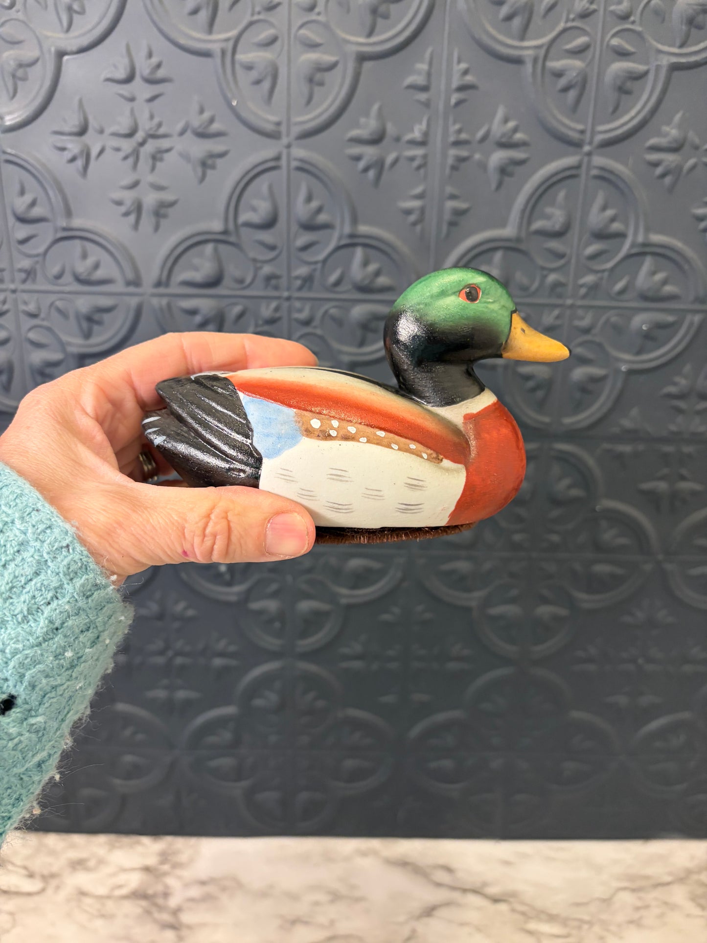 Small Ceramic Mallard with Felt Base