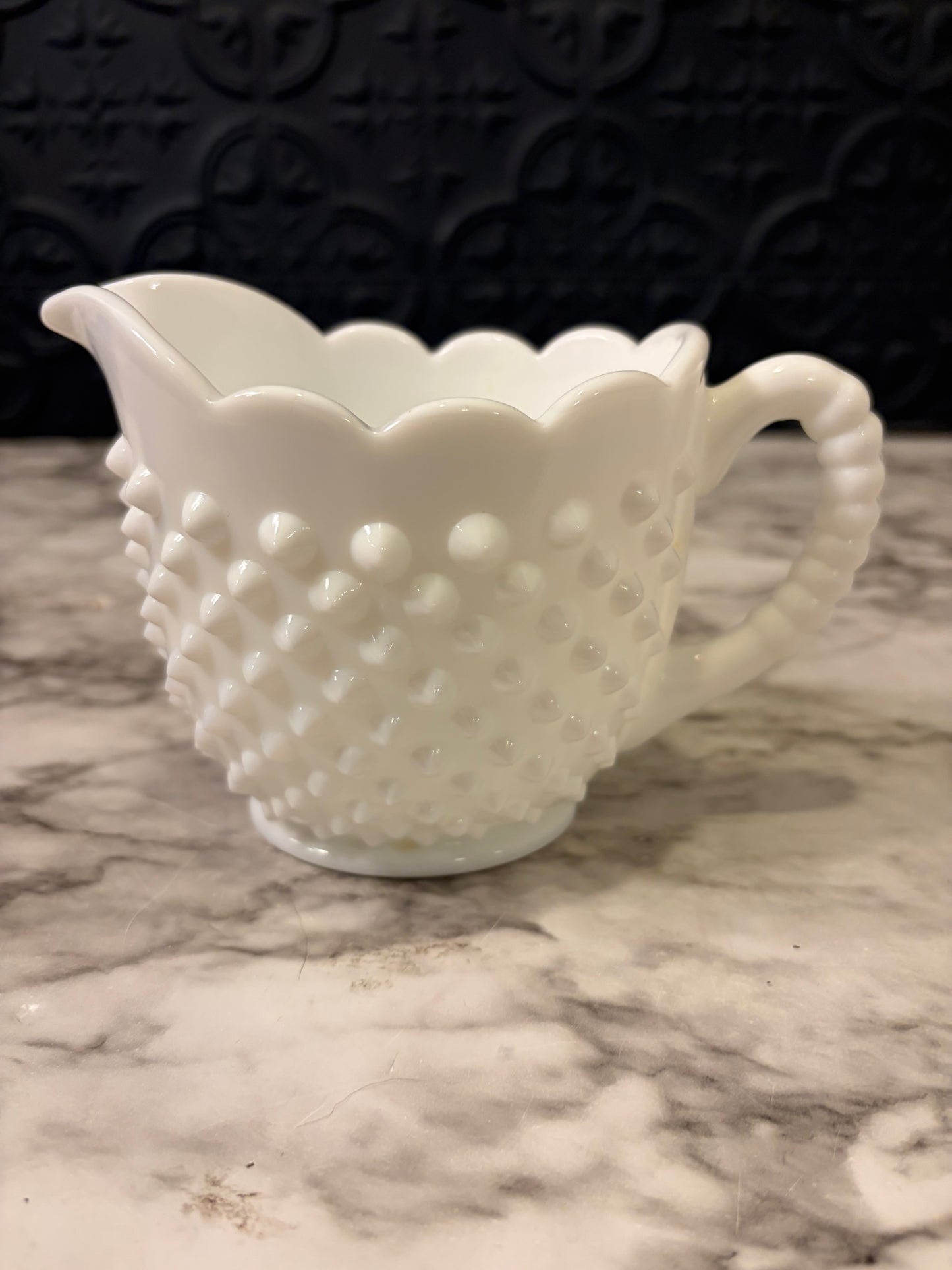 Milk Glass Hobnail Creamer Pitcher