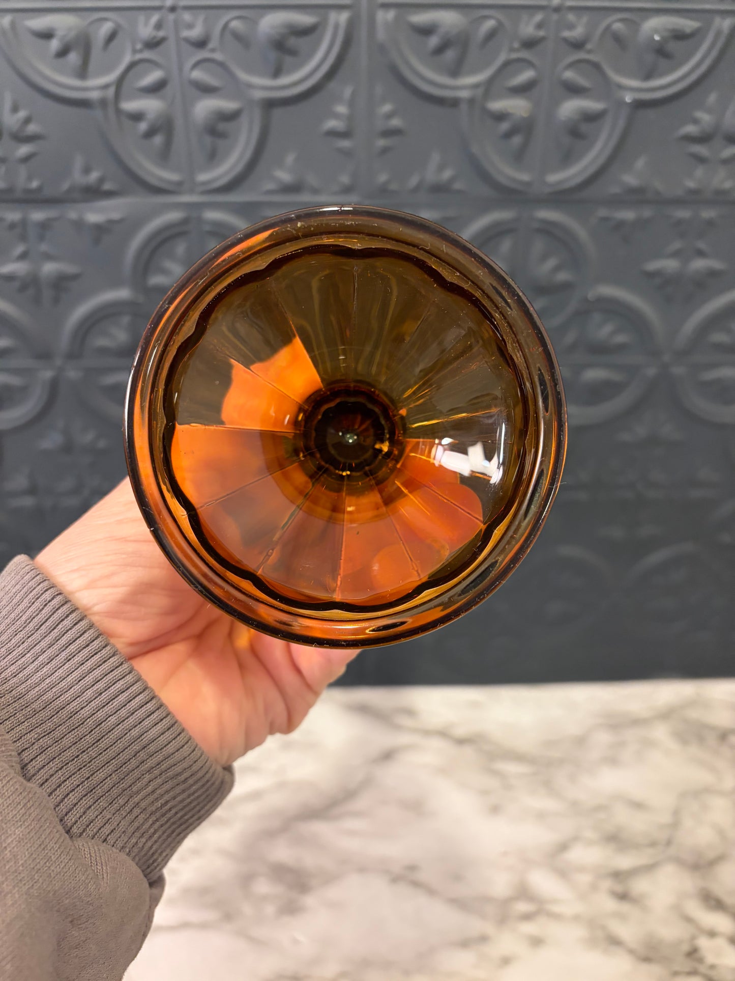 Amber Glass Candle Holder Robert Stanley