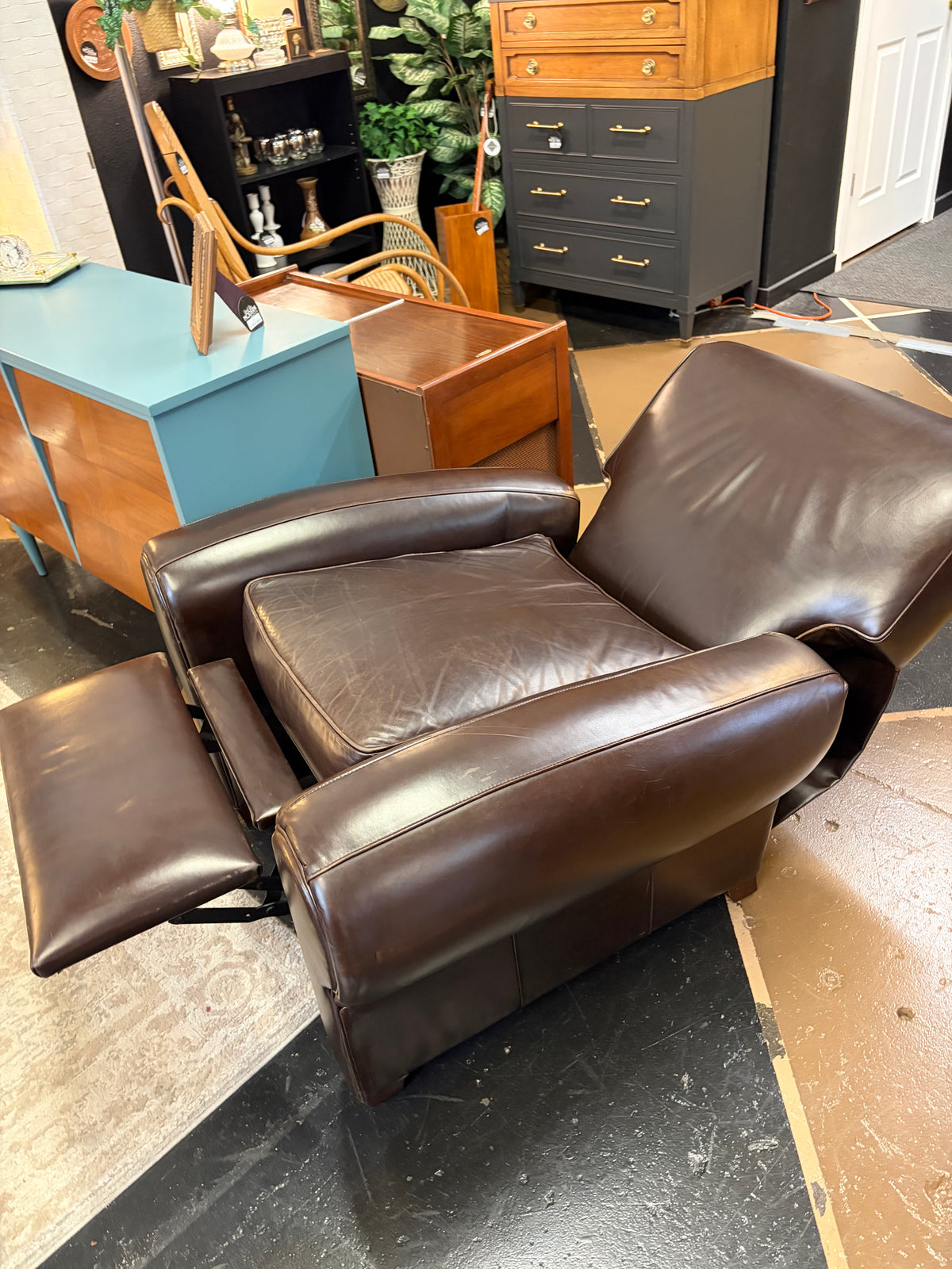 Pottery Barn Dark Leather Recliner