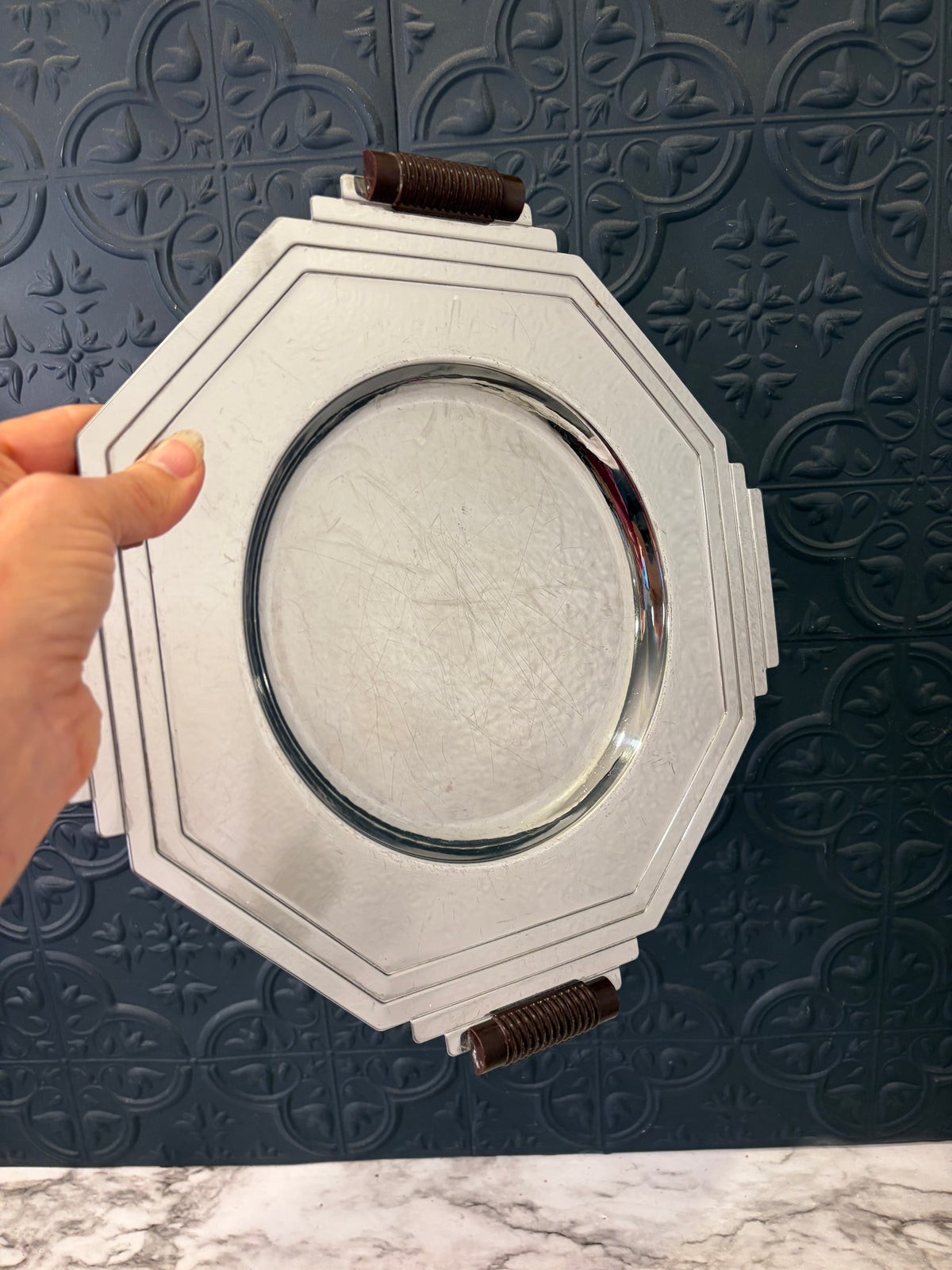 Mid Century Art Deco Platter with Handle