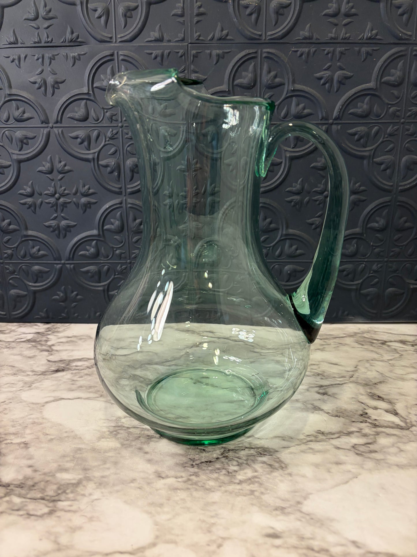 Aqua Blue Glass Pitcher