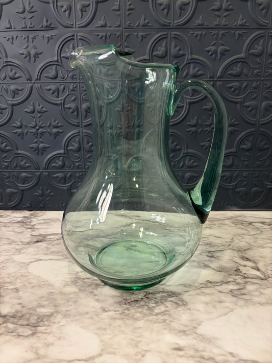 Aqua Blue Glass Pitcher