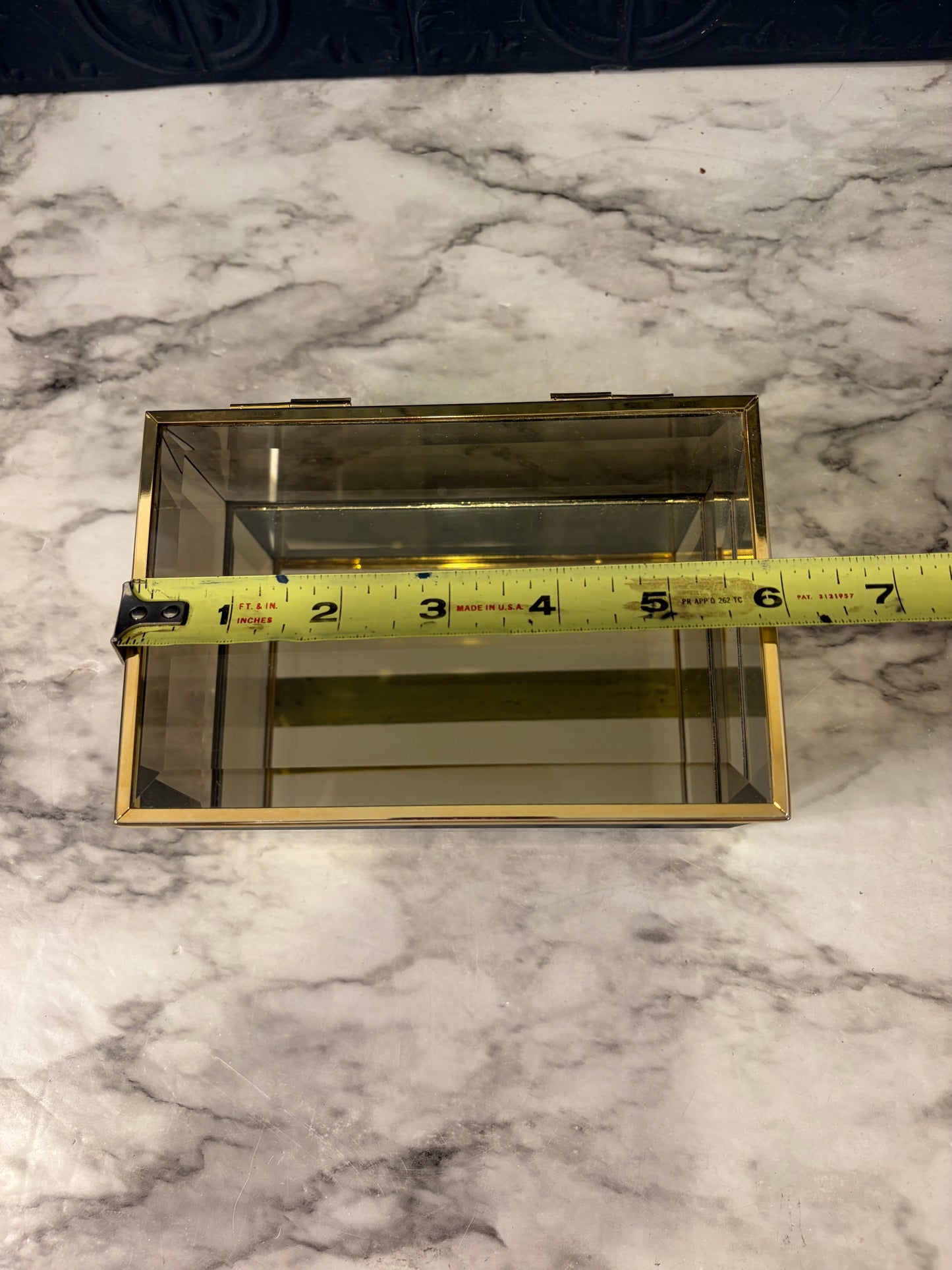 Smoke Glass and Brass Rectangle Box