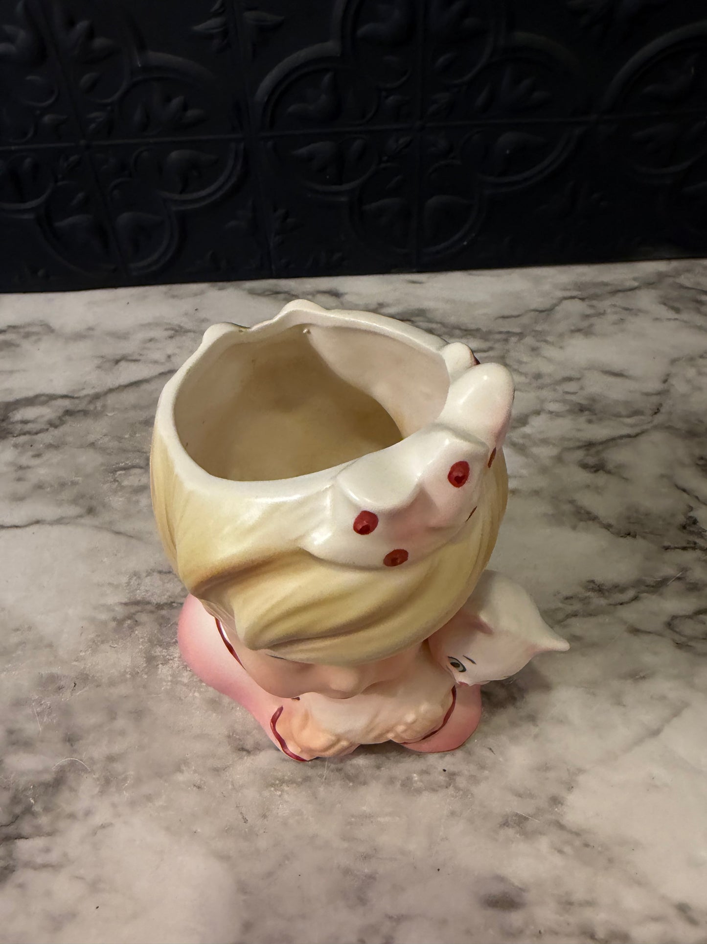 Enesco Little Girl with Cat Vase Planter