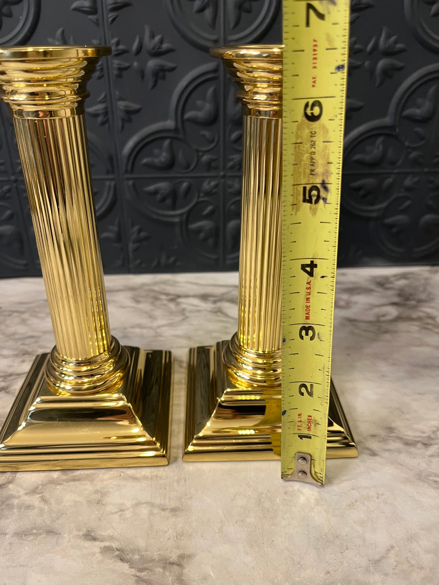 Brass Column Candle Holders Set of 2