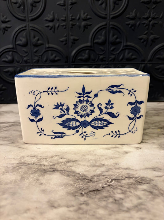 Delft Style Blue and White Brick Flower Vase