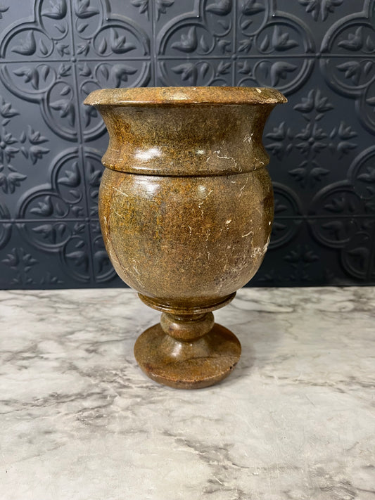 Brown Soapstone Pedestal Pot