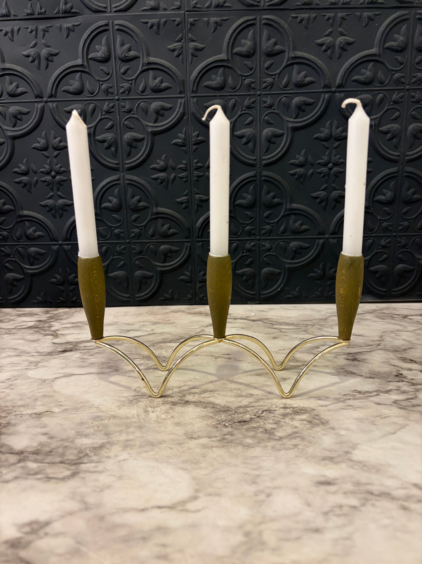 Vintage Danish Teak Triple Candle Holder