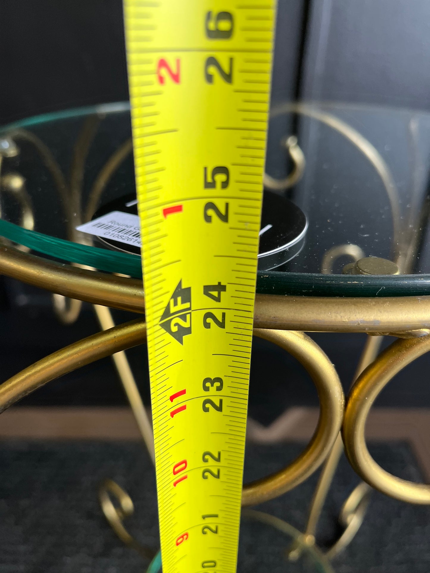 Round Gold and Glass Side Table 2 tier