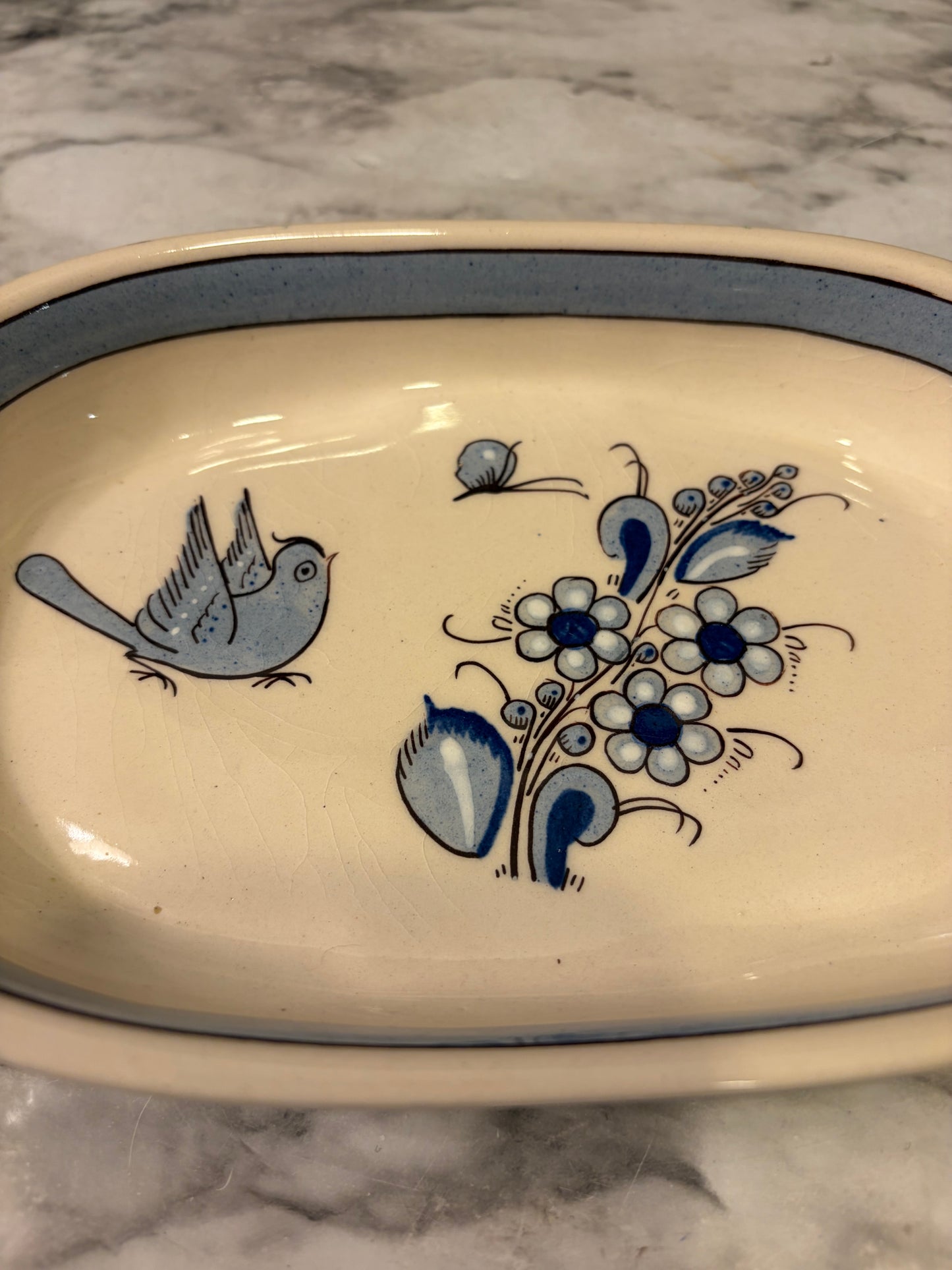 Small Mexican Tonala Pottery Oval Plate