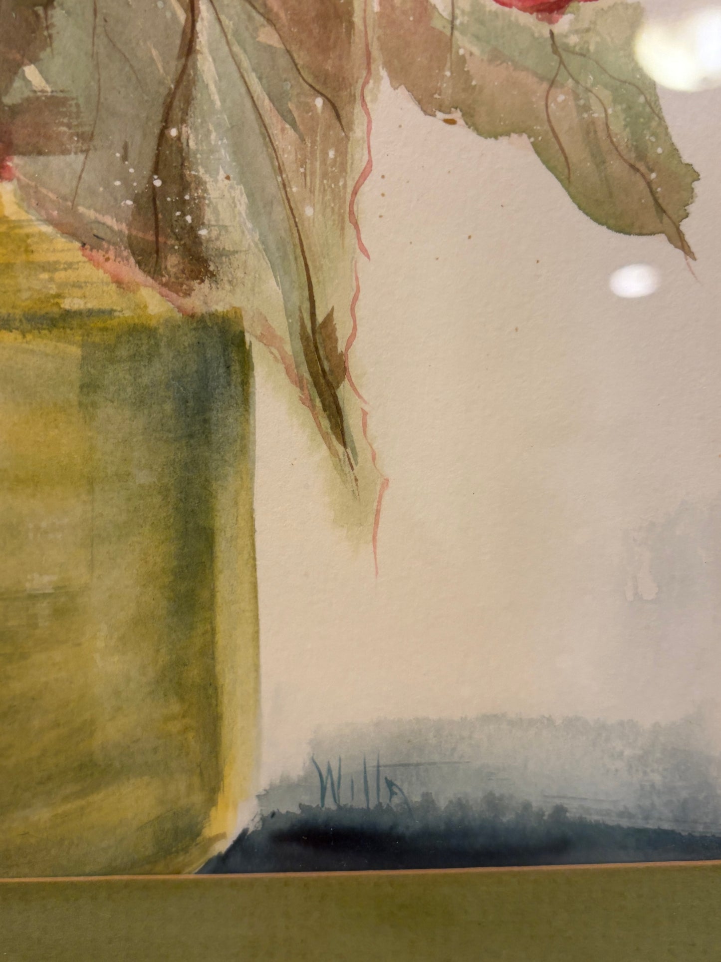 Original Watercolor of Pot with Flower