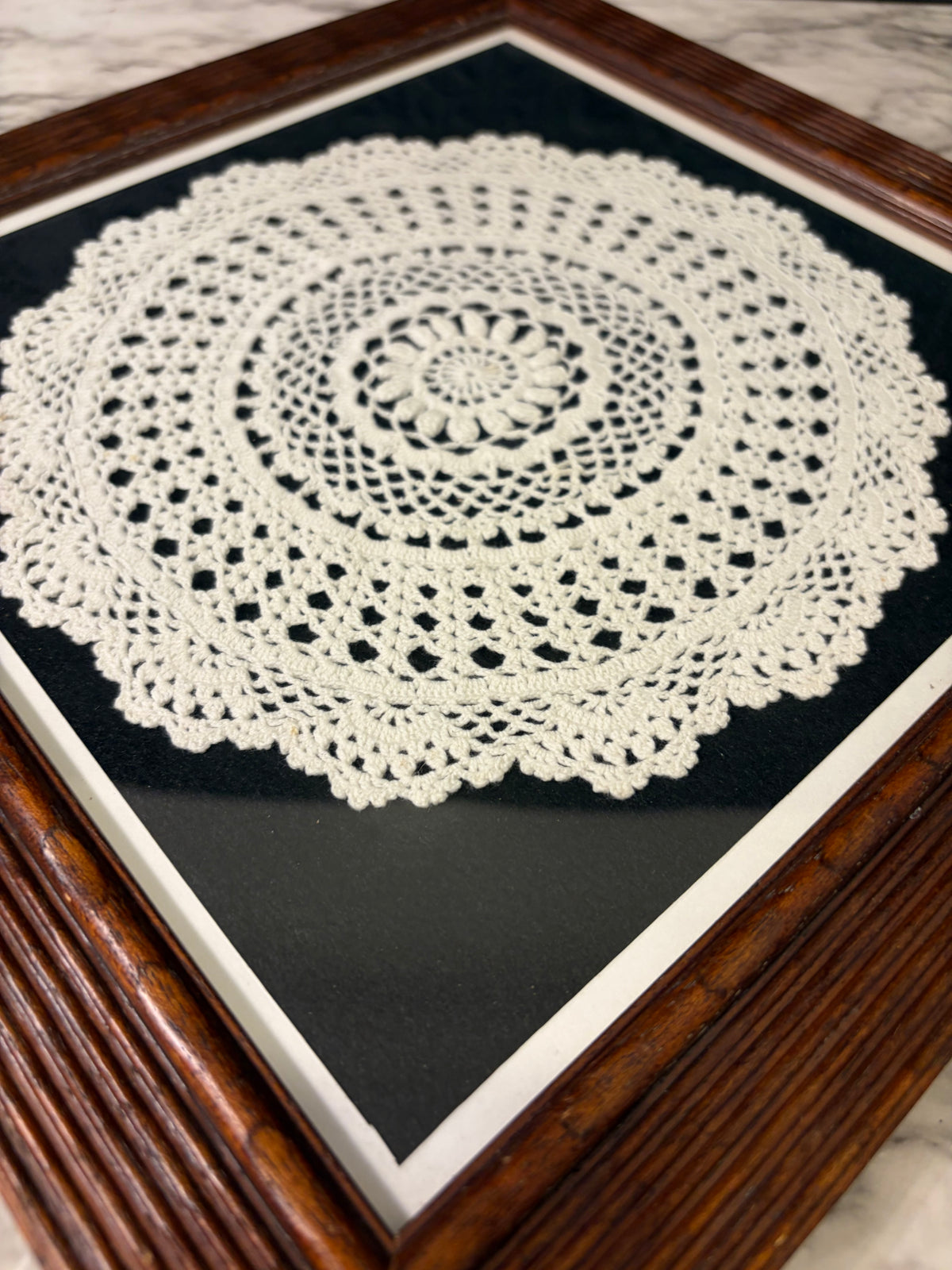12.5" Ribbed Wood Framed Doiley