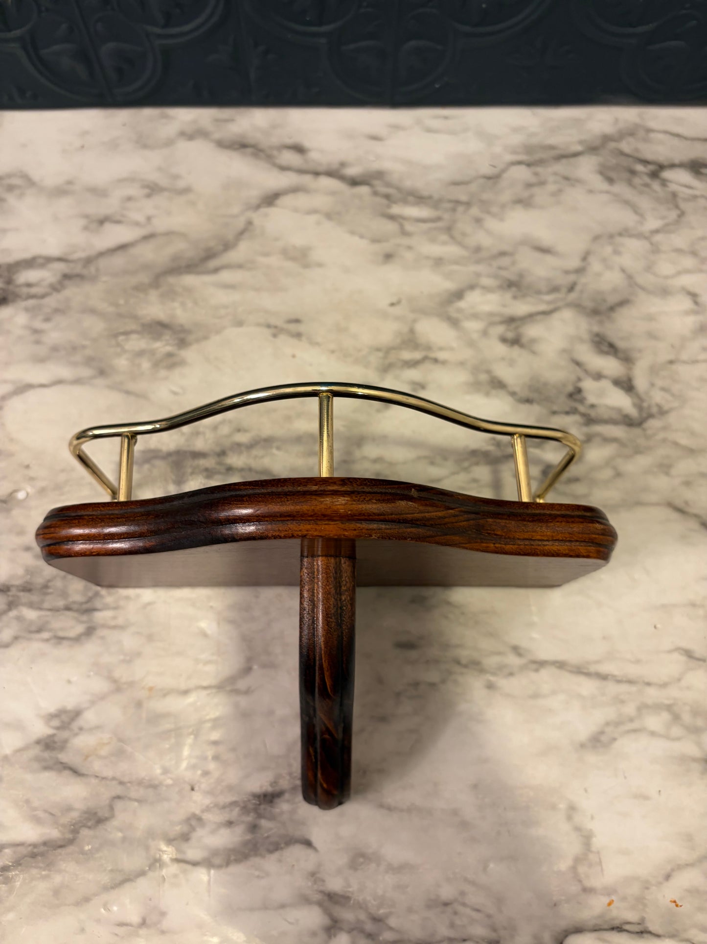 Wood Shelf/Candle Holder with Brass Detail