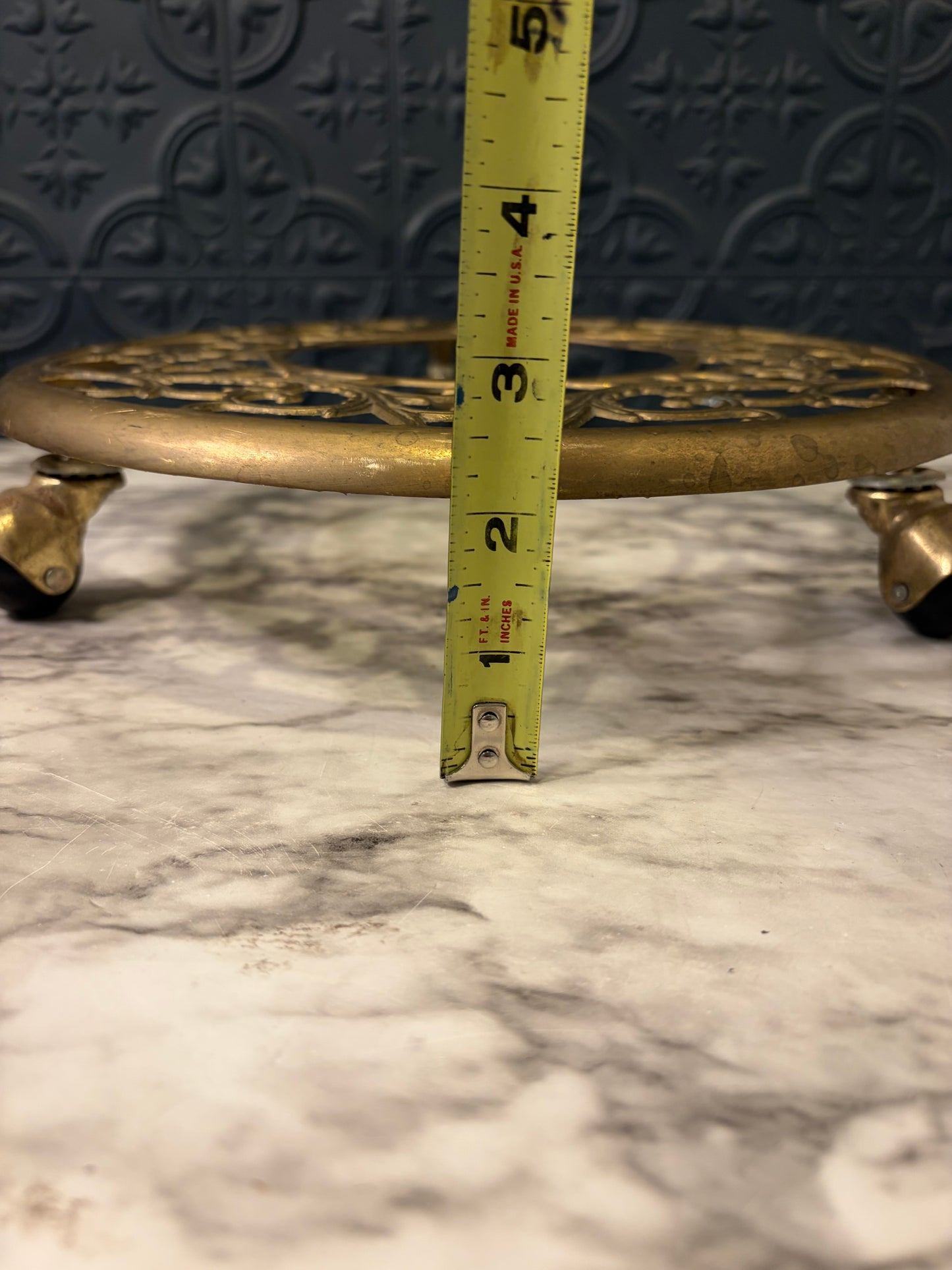 Rolling Brass Plant Stand 11"