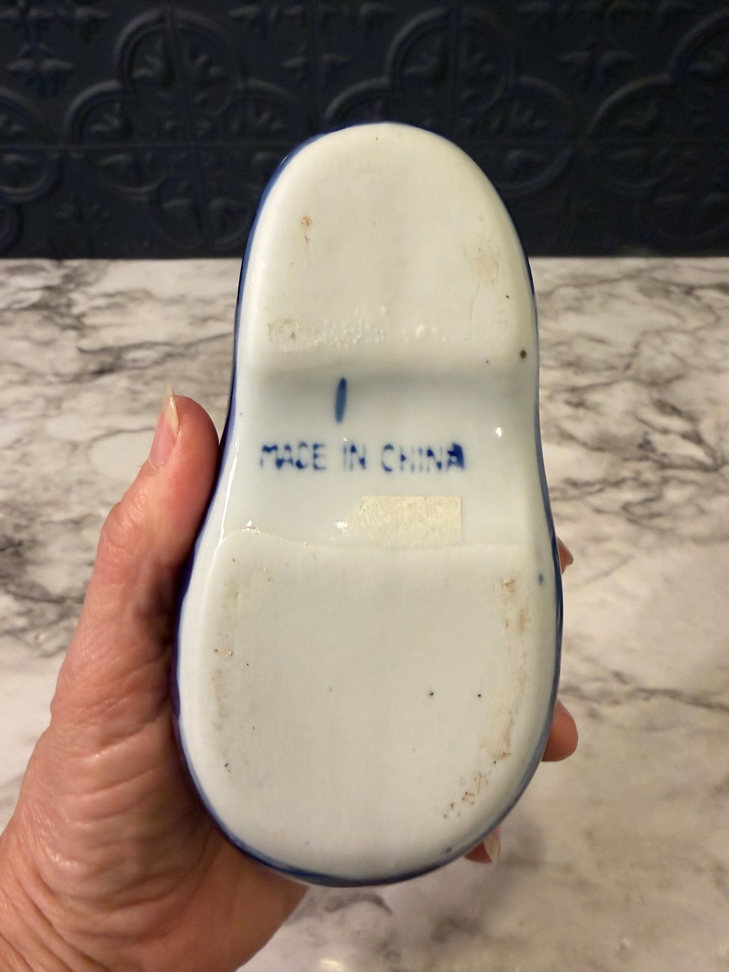 Ceramic Clog Blue with Flowers