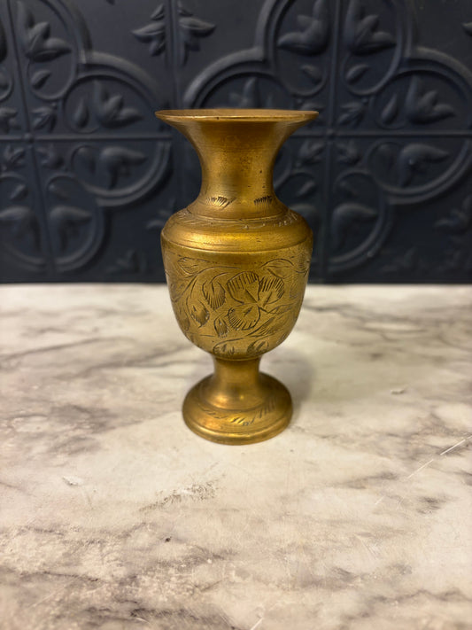 4" Leaf Etched Bud Vase