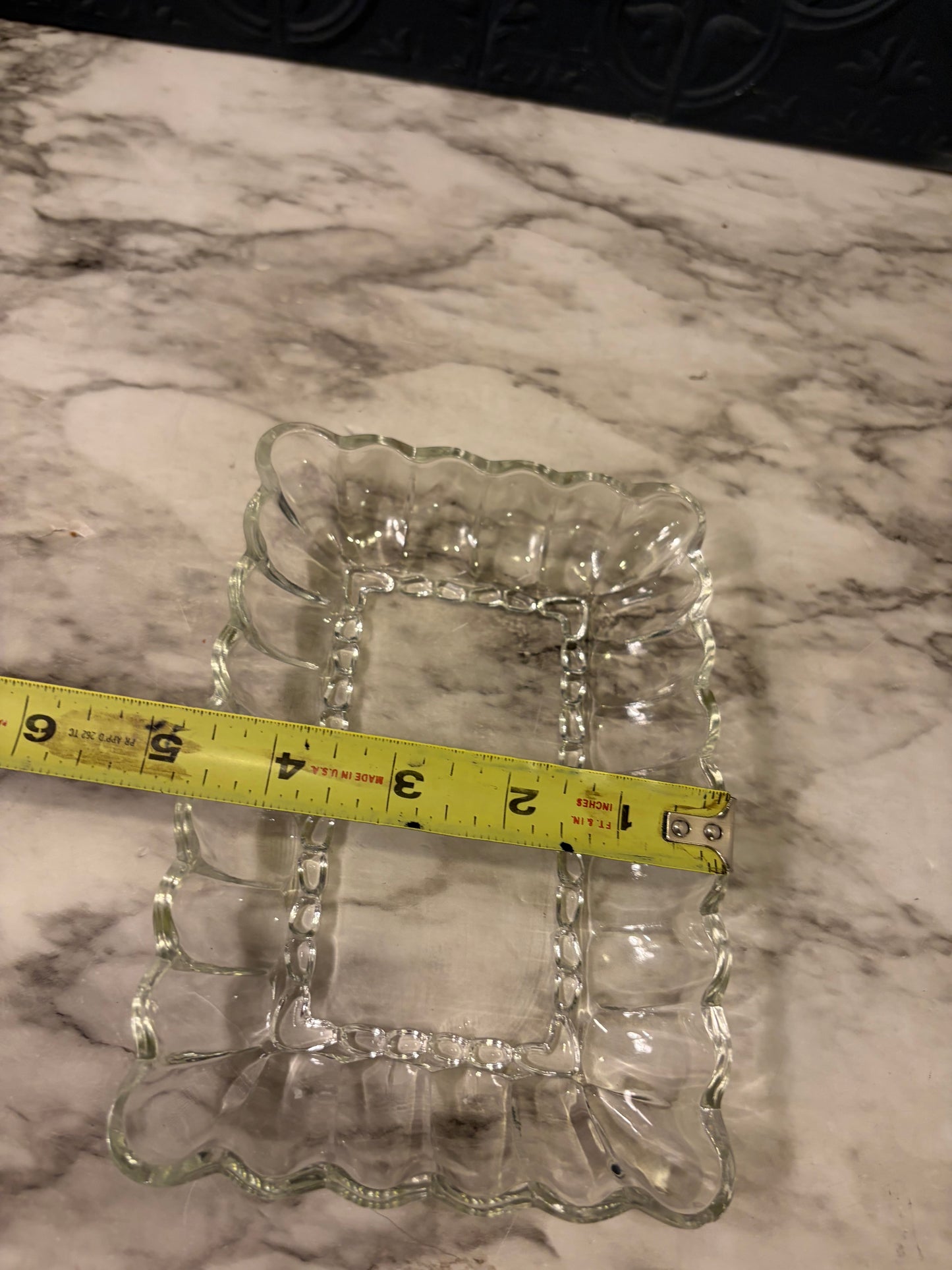 Small Glass Split Plate with Scallopped edge