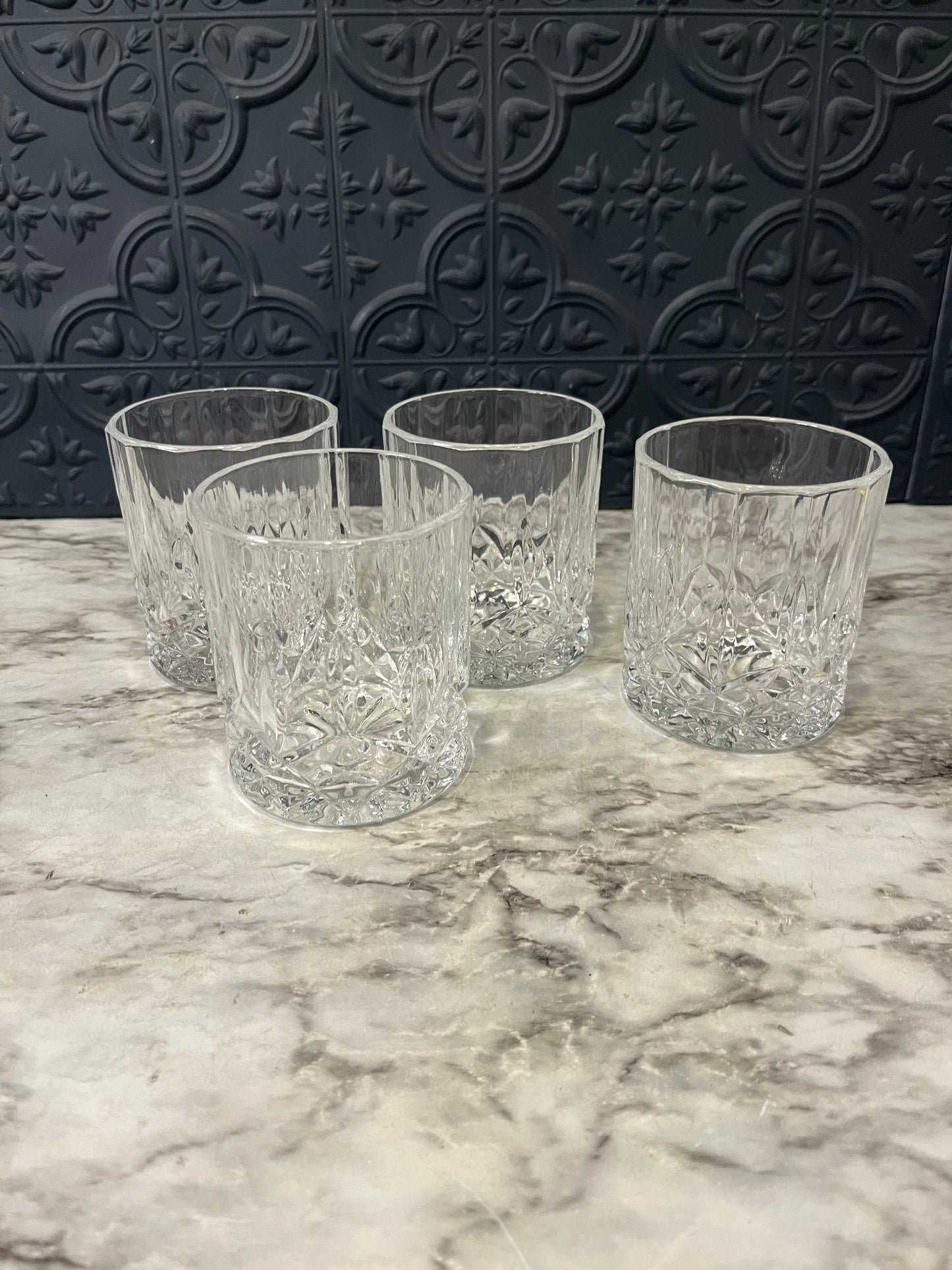 Diamond Cut Whiskey Glasses x 4