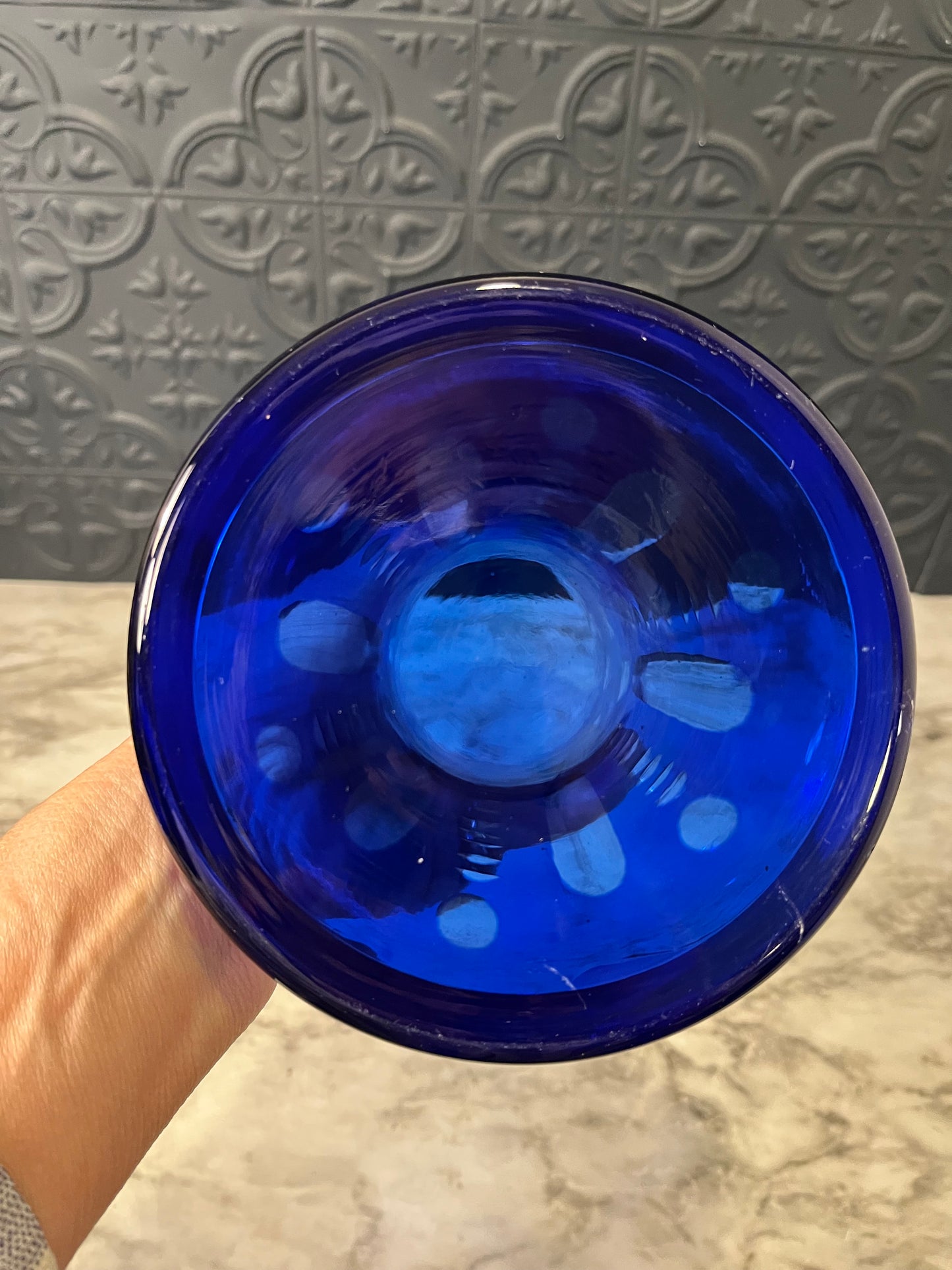 Cobalt Blue Cut Glass Vase
