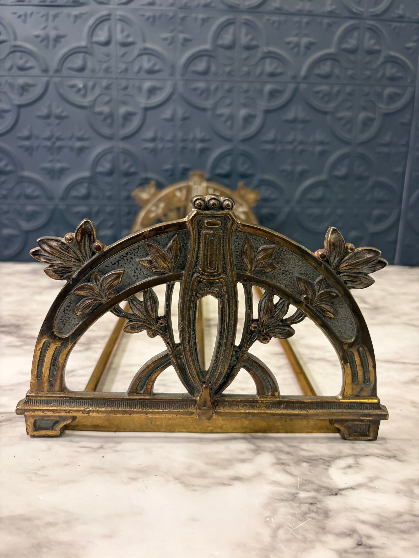Brass Art Nouveau Adjustable Book Rack