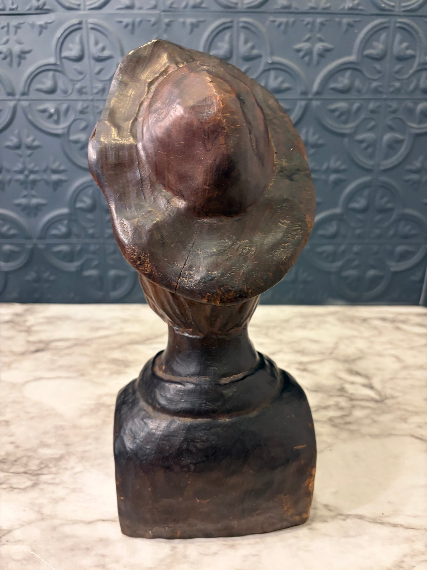 Wood Carved Head of Bearded Man