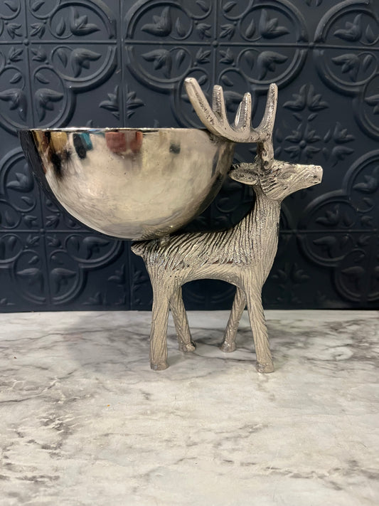 Silver Finish Deer Bowl